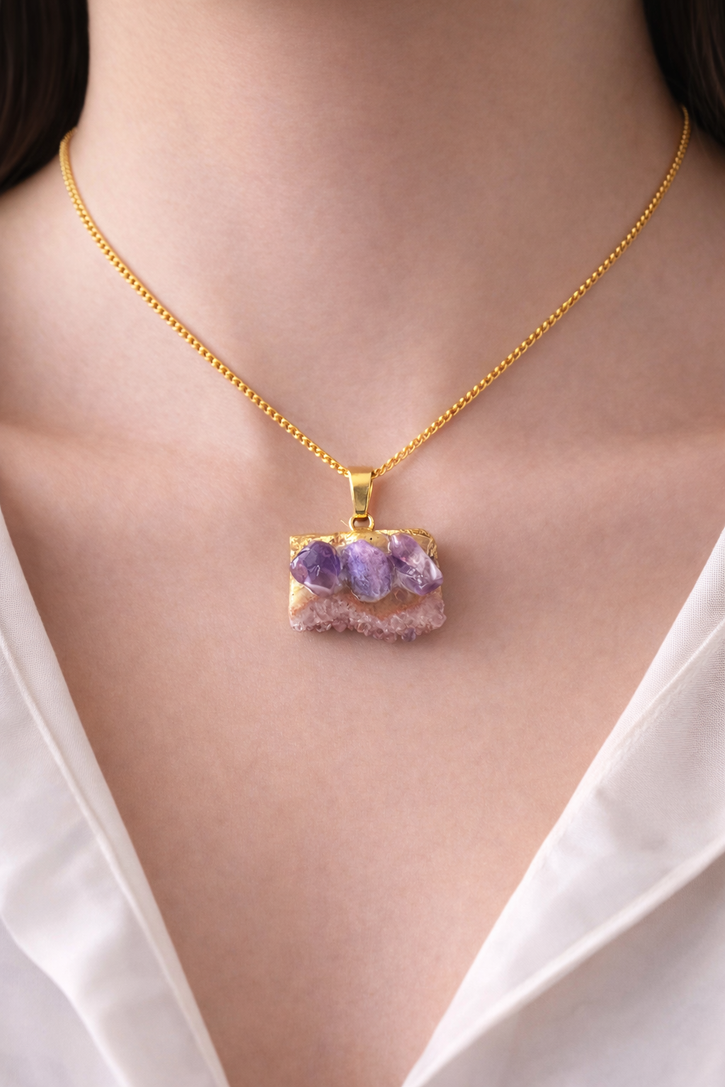 Amethyst Crystal Bar Necklace – Handmade Spiritual Jewellery