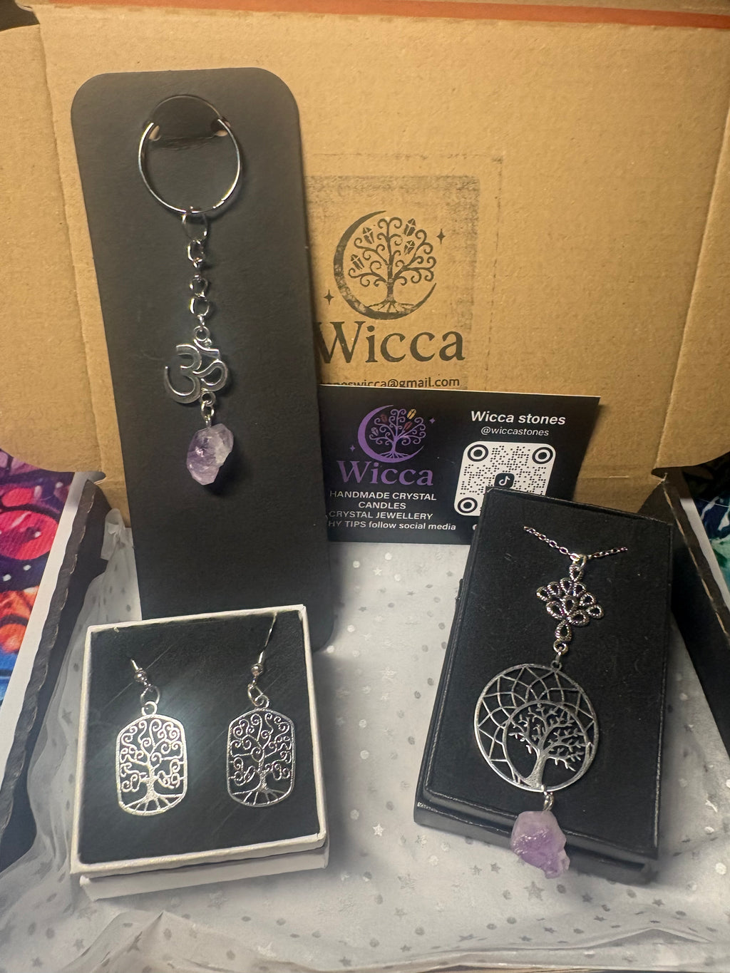 Amethyst Tree of Life Jewellery & Keyring Set – Spiritual Protection Gift