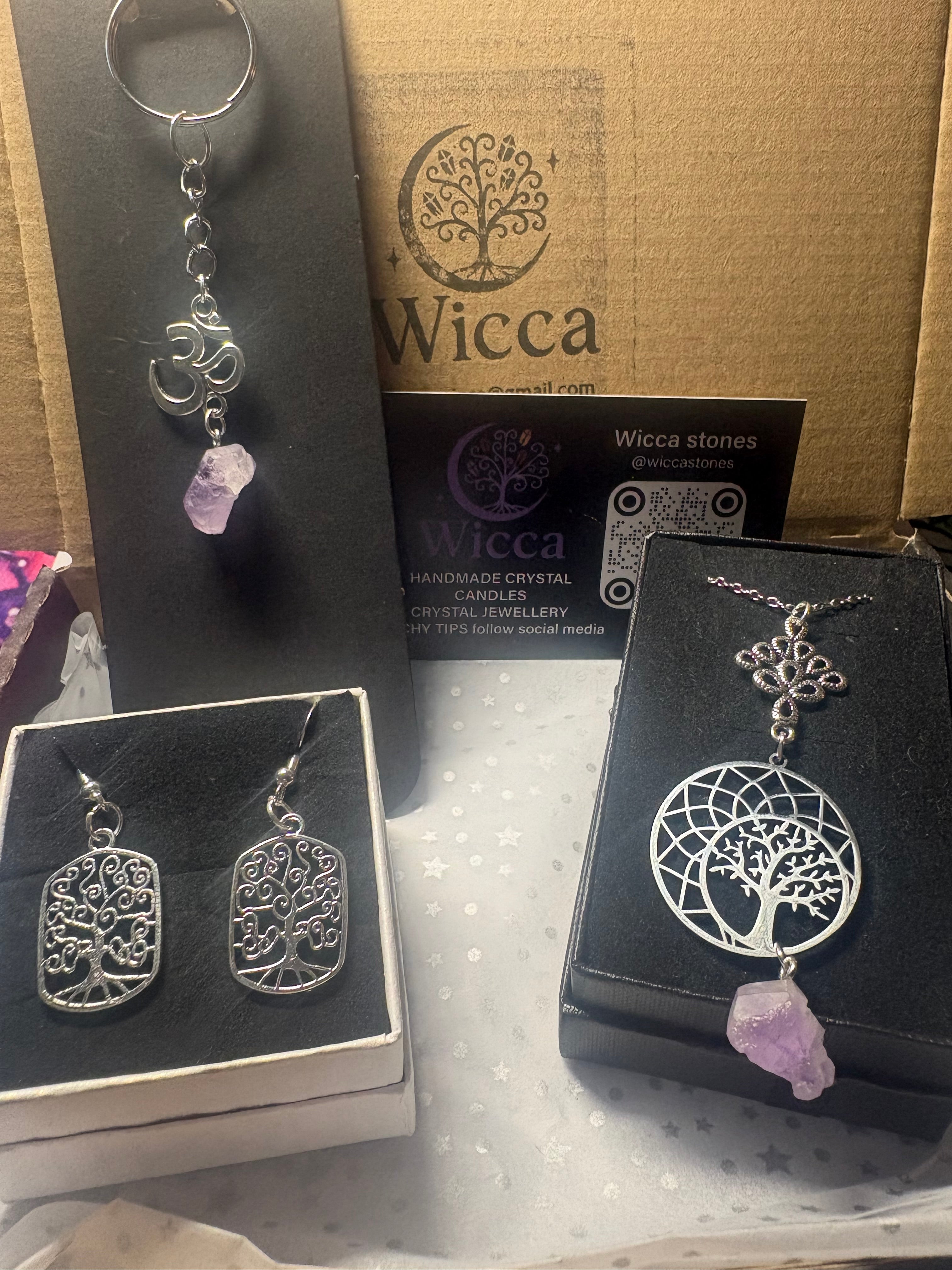 Amethyst Tree of Life Jewellery & Keyring Set – Spiritual Protection Gift