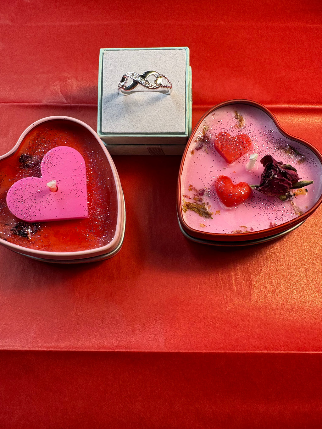 💖 Valentine’s Love Ritual Gift Set – Handmade Candle & Silver S925 Ring Bundle