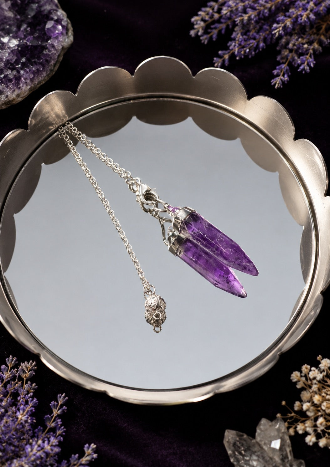 Natural Amethyst Crystal Pendulum | Dowsing, Reiki, Divination & Meditation Tool