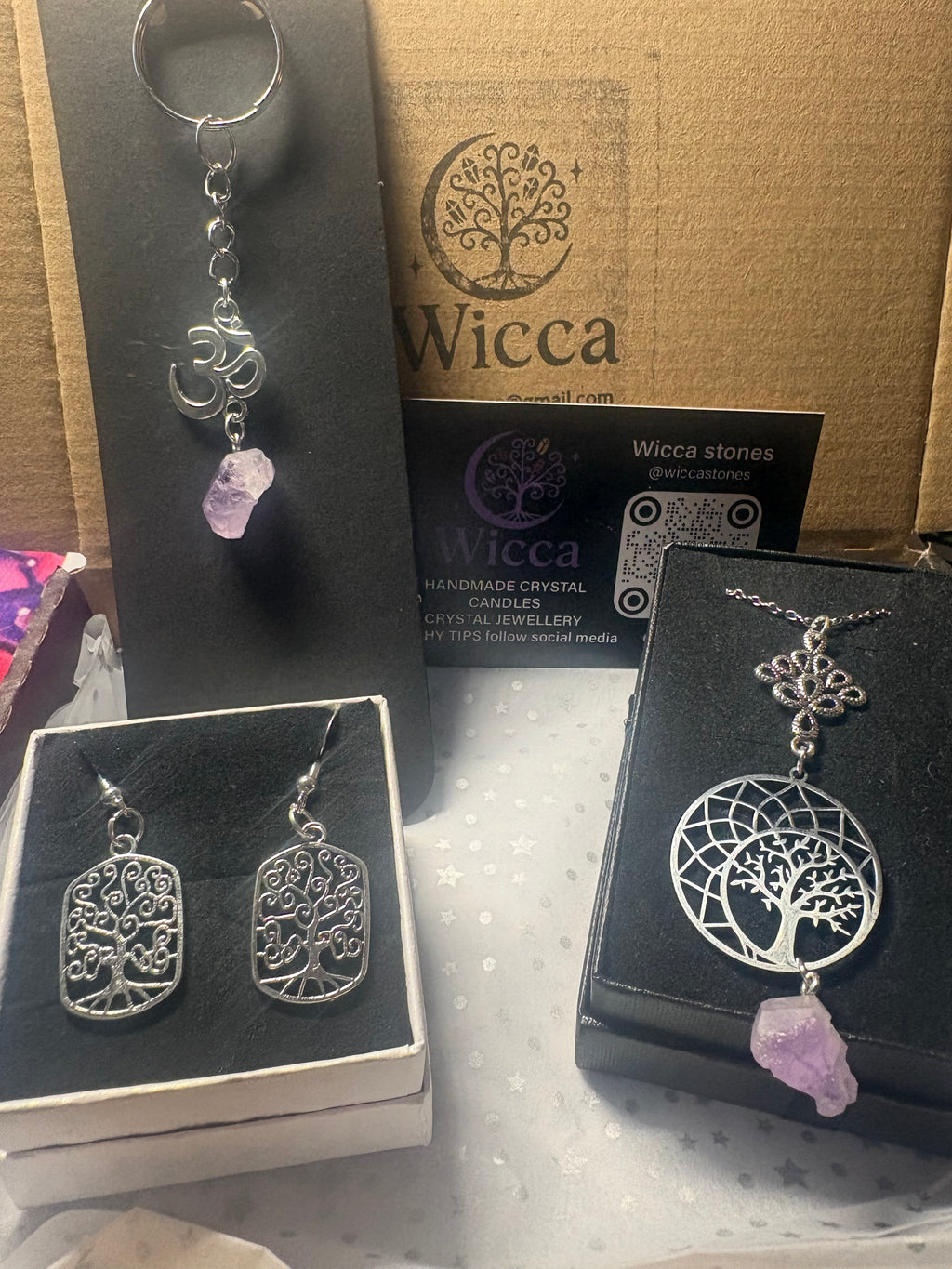 Amethyst Tree of Life Jewellery & Keyring Set – Spiritual Protection Gift