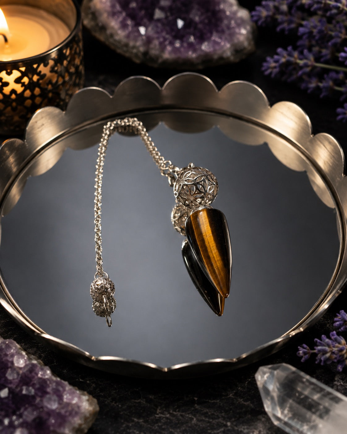 Natural Tiger’s Eye Crystal Pendulum | Dowsing, Reiki, Divination & Meditation Tool