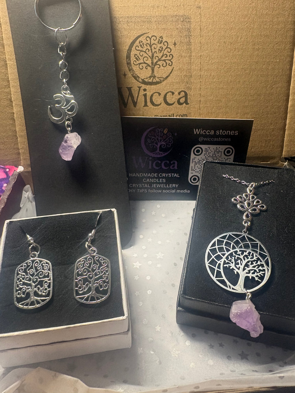 Amethyst Tree of Life Jewellery & Keyring Set – Spiritual Protection Gift
