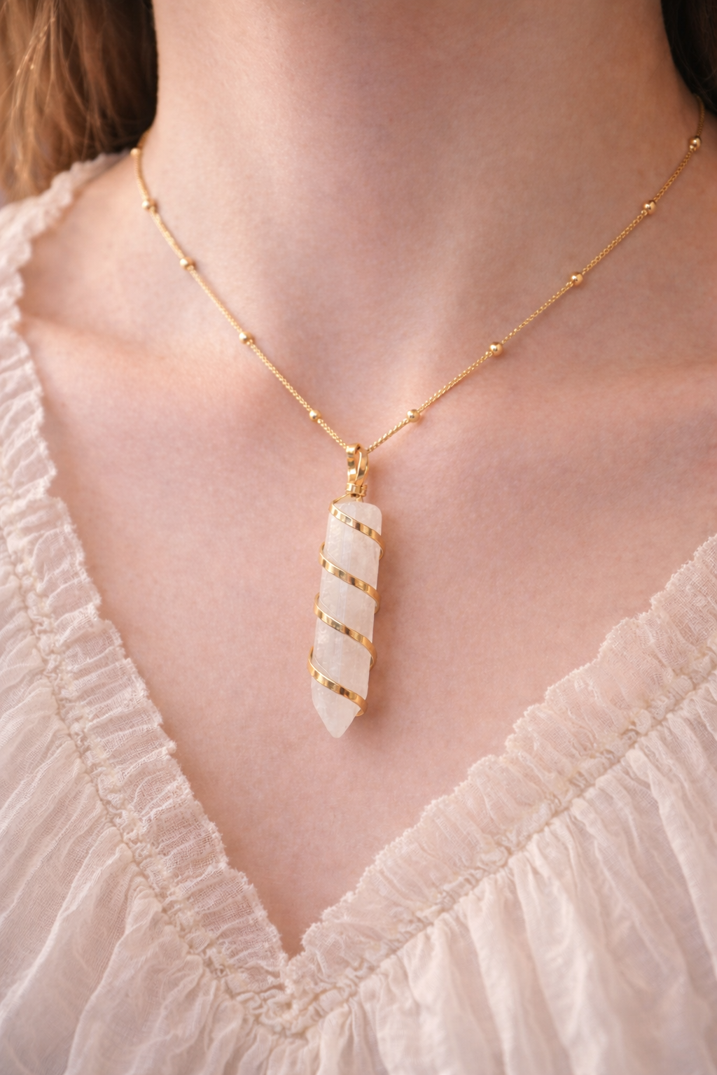 Clear Quartz Spiral Pendant Necklace – Crystal Healing Jewellery
