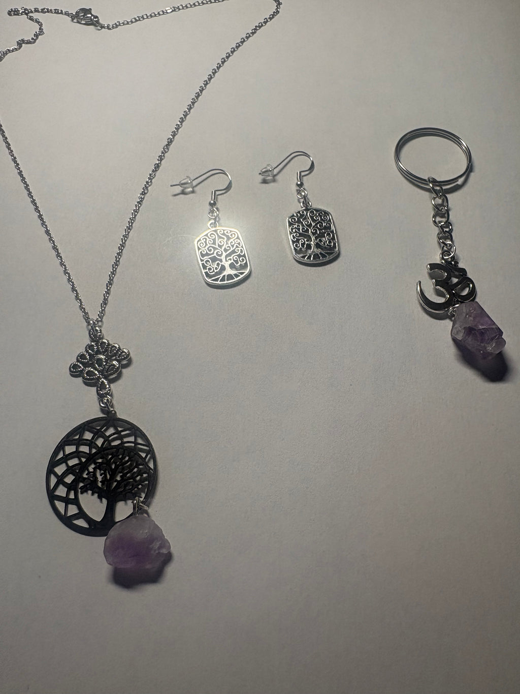 Amethyst Tree of Life Jewellery & Keyring Set – Spiritual Protection Gift