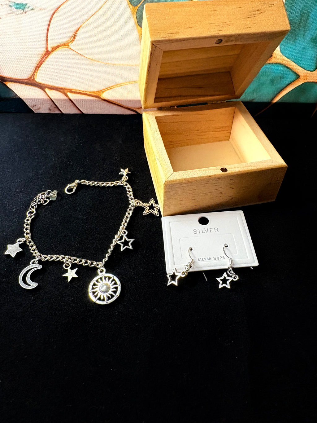 Celestial Silver S925 Bracelet & Earrings Set – Rune Witch Box Gift