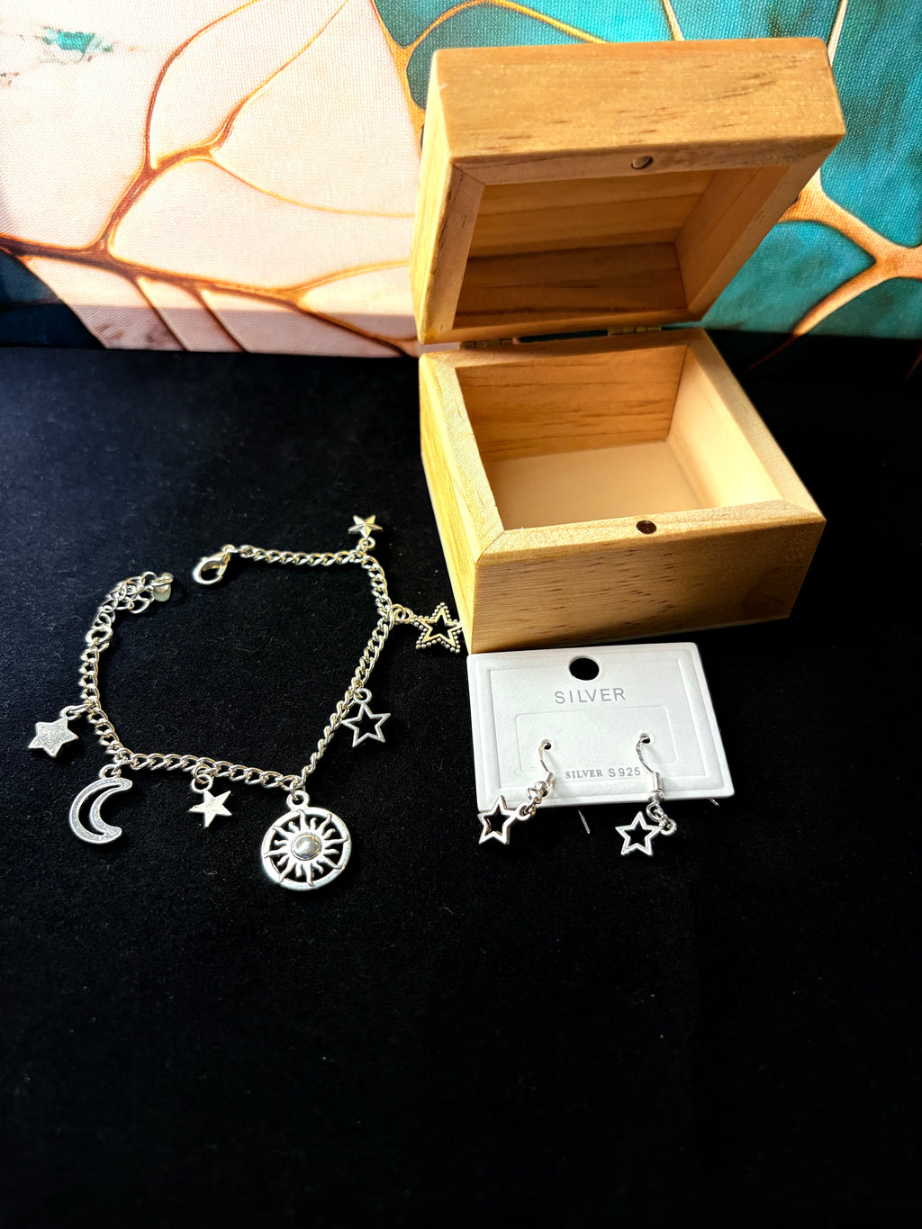 Celestial Silver S925 Bracelet & Earrings Set – Rune Witch Box Gift