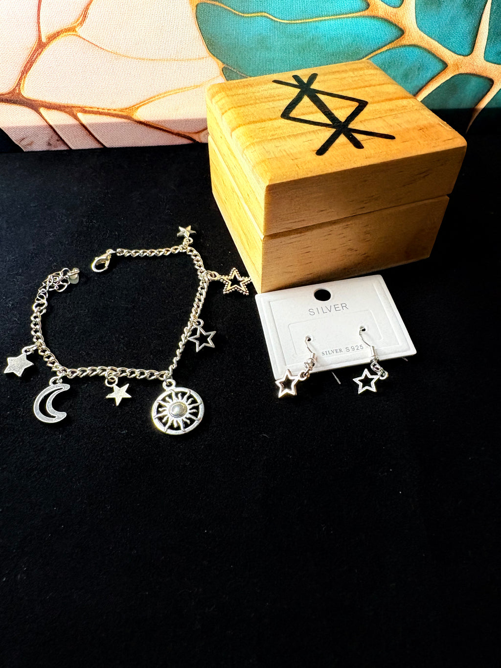 Celestial Silver S925 Bracelet & Earrings Set – Rune Witch Box Gift