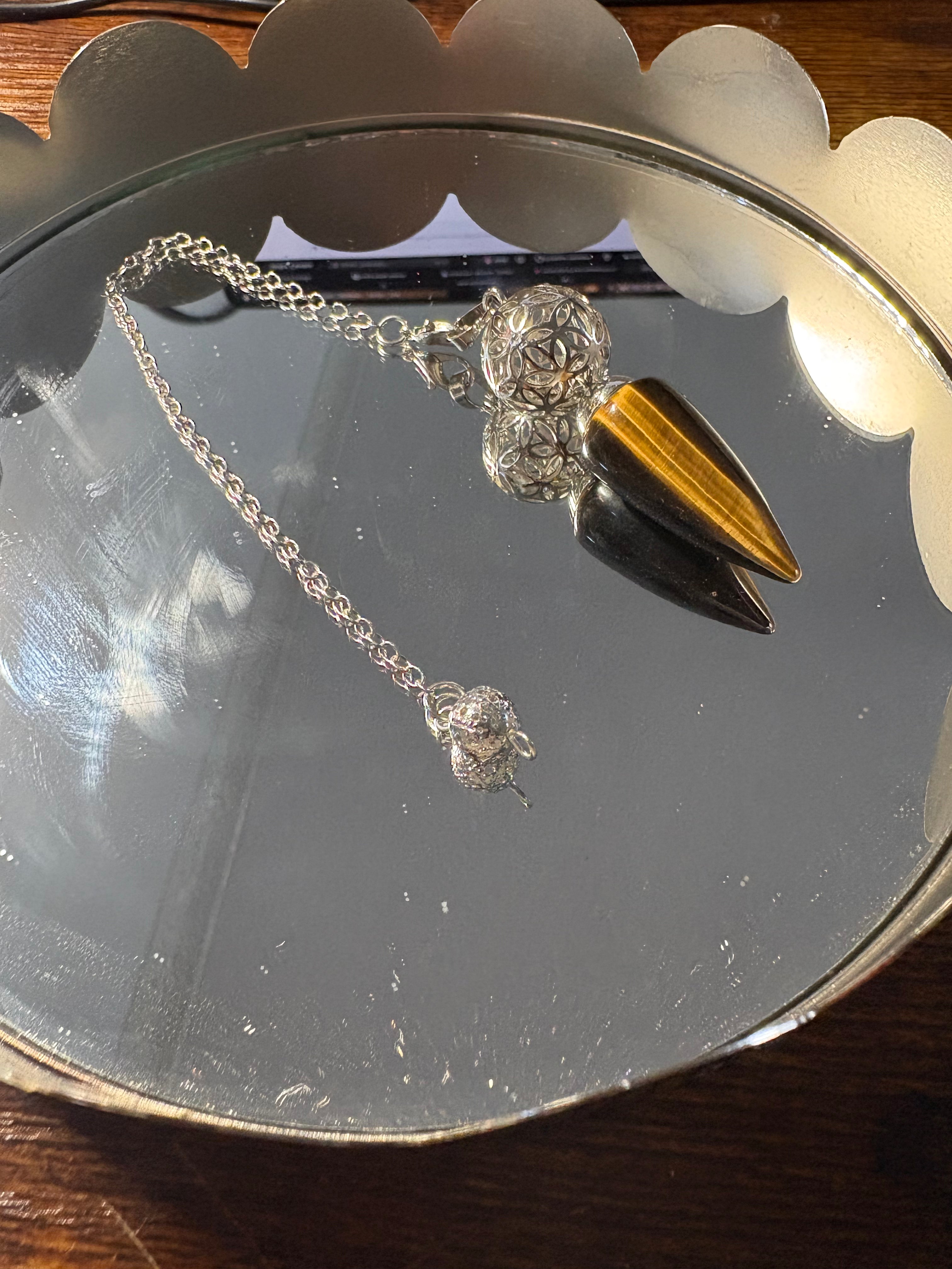 Natural Tiger’s Eye Crystal Pendulum | Dowsing, Reiki, Divination & Meditation Tool