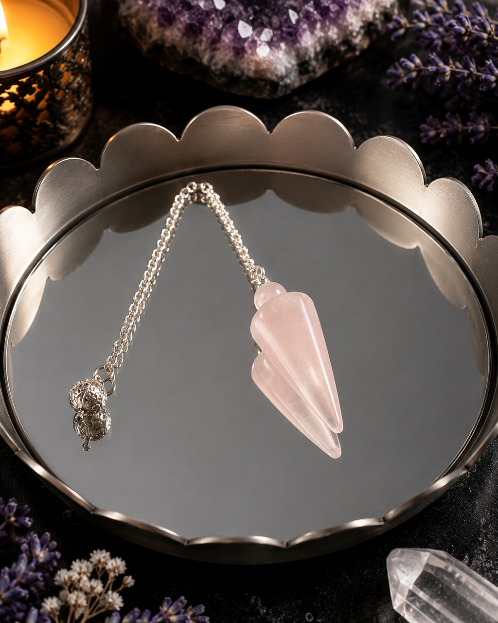 Natural Rose Quartz Crystal Pendulum | Dowsing, Reiki, Divination & Meditation Tool
