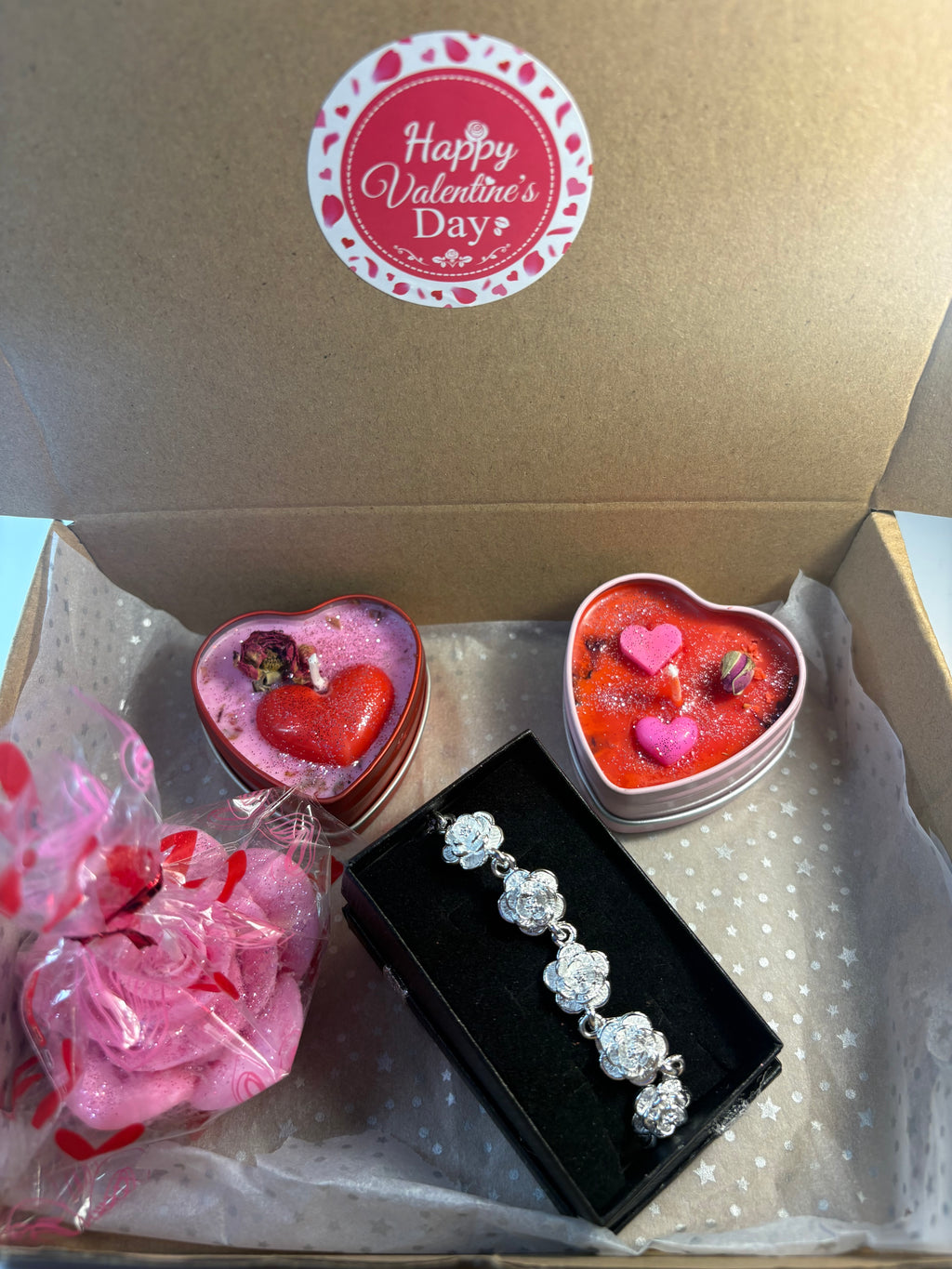 💖 Valentine’s Love Ritual Gift Box – Candles & Silver S925 Bracelet