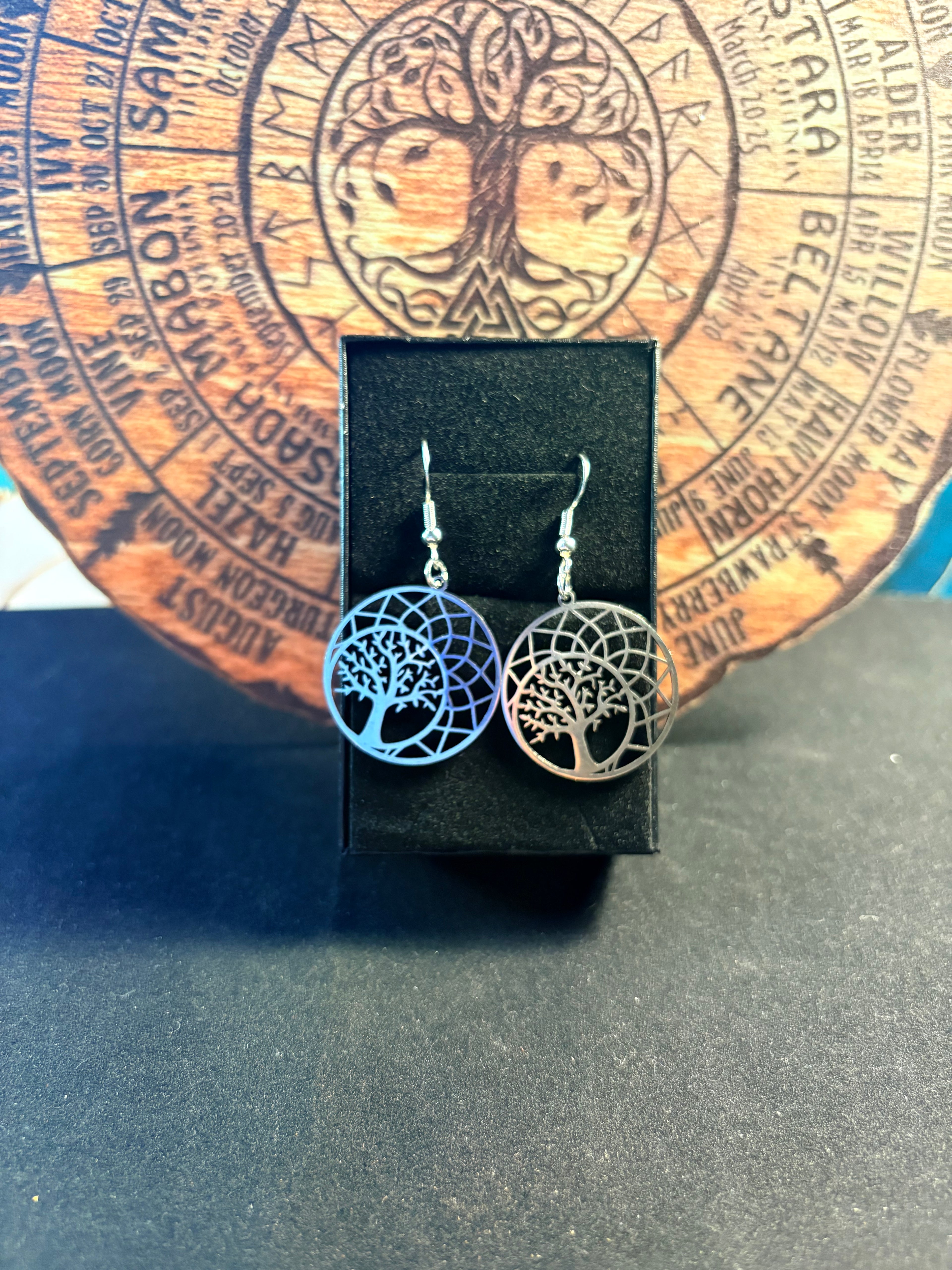 🌳 Tree of Life Sacred Geometry Earrings | Sterling Silver S925 Hooks