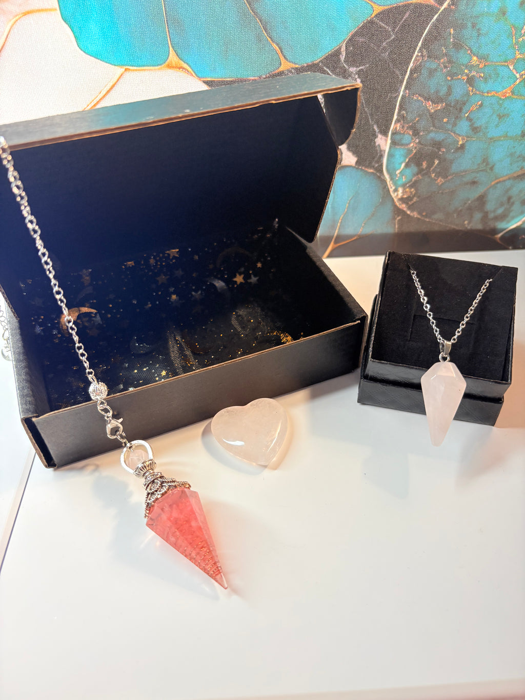 Rose Quartz Crystal Jewellery Set