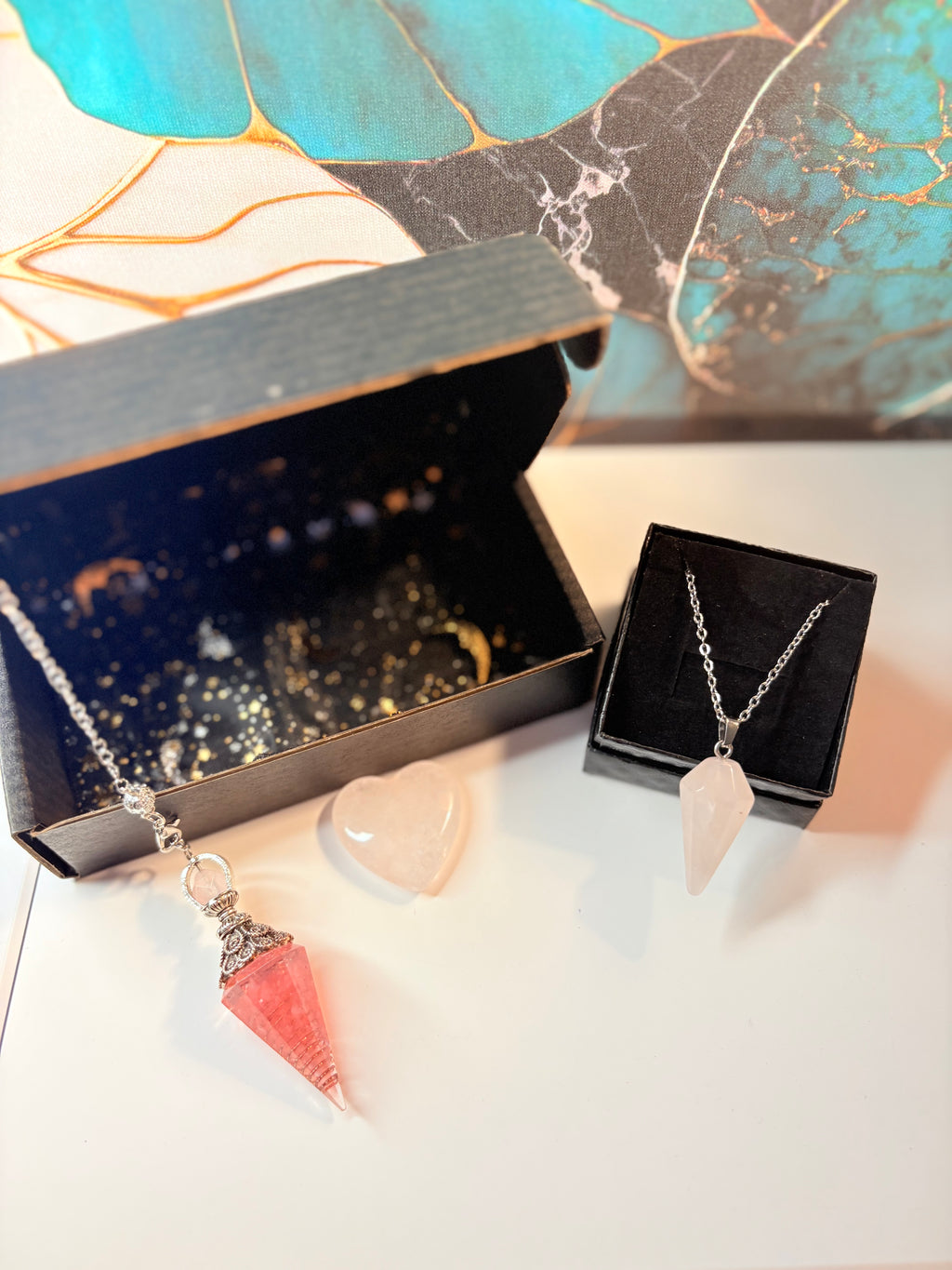 Rose Quartz Crystal Jewellery Set