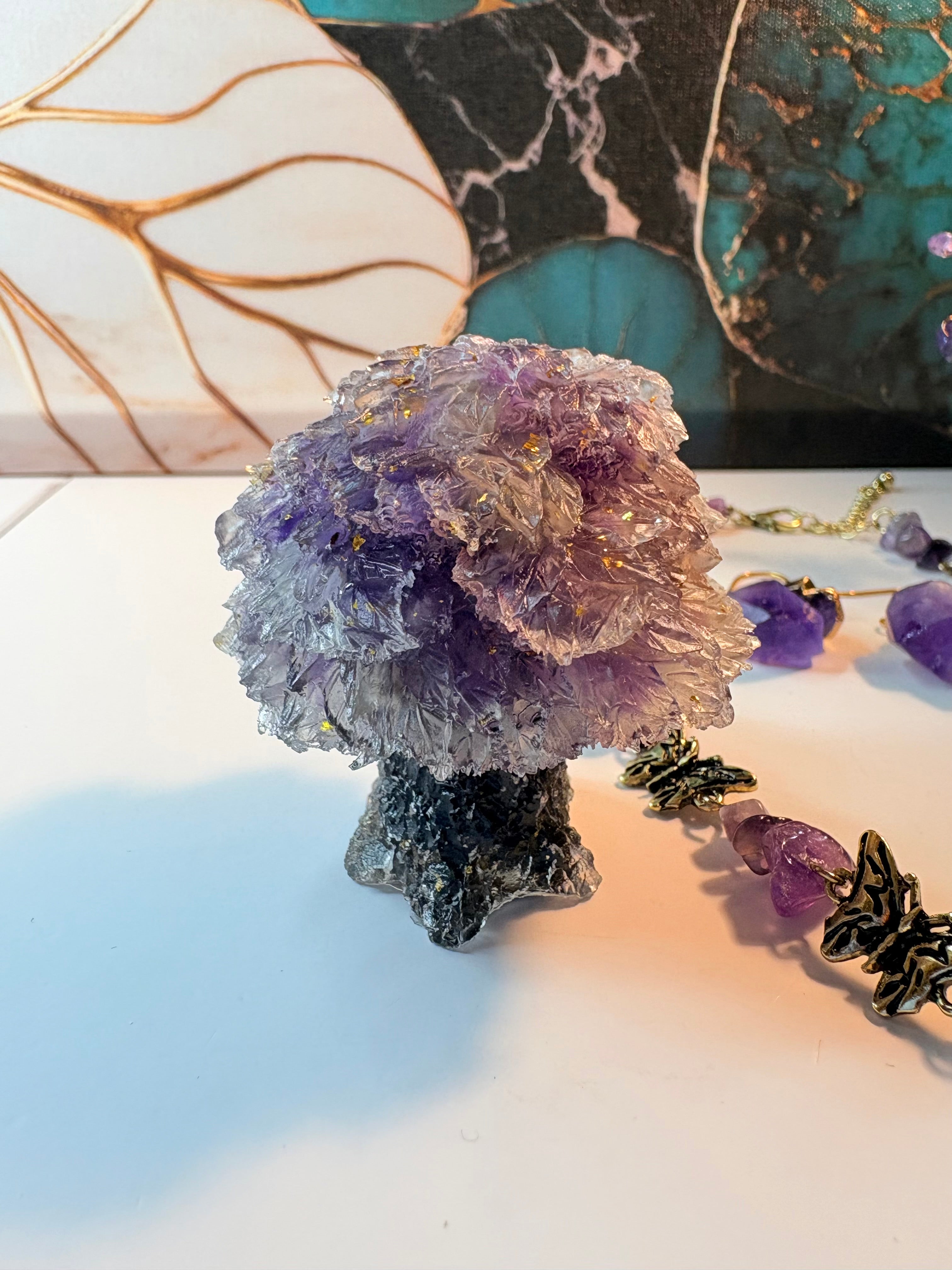 Amethyst Crystal Bundle – Necklace, Earrings & Crystal Trees