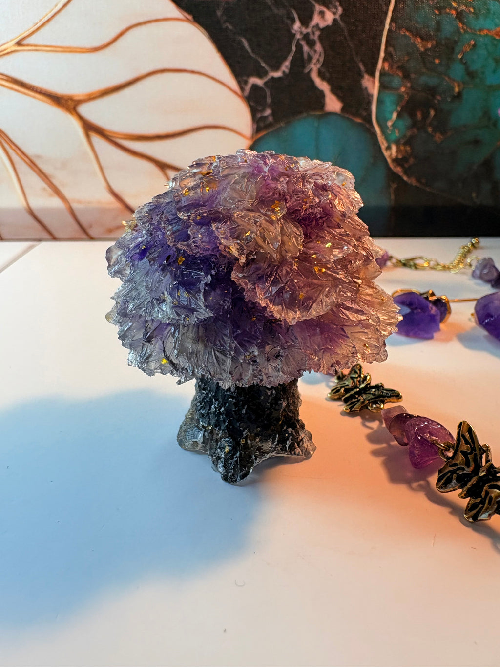 Amethyst Crystal Bundle – Necklace, Earrings & Crystal Trees