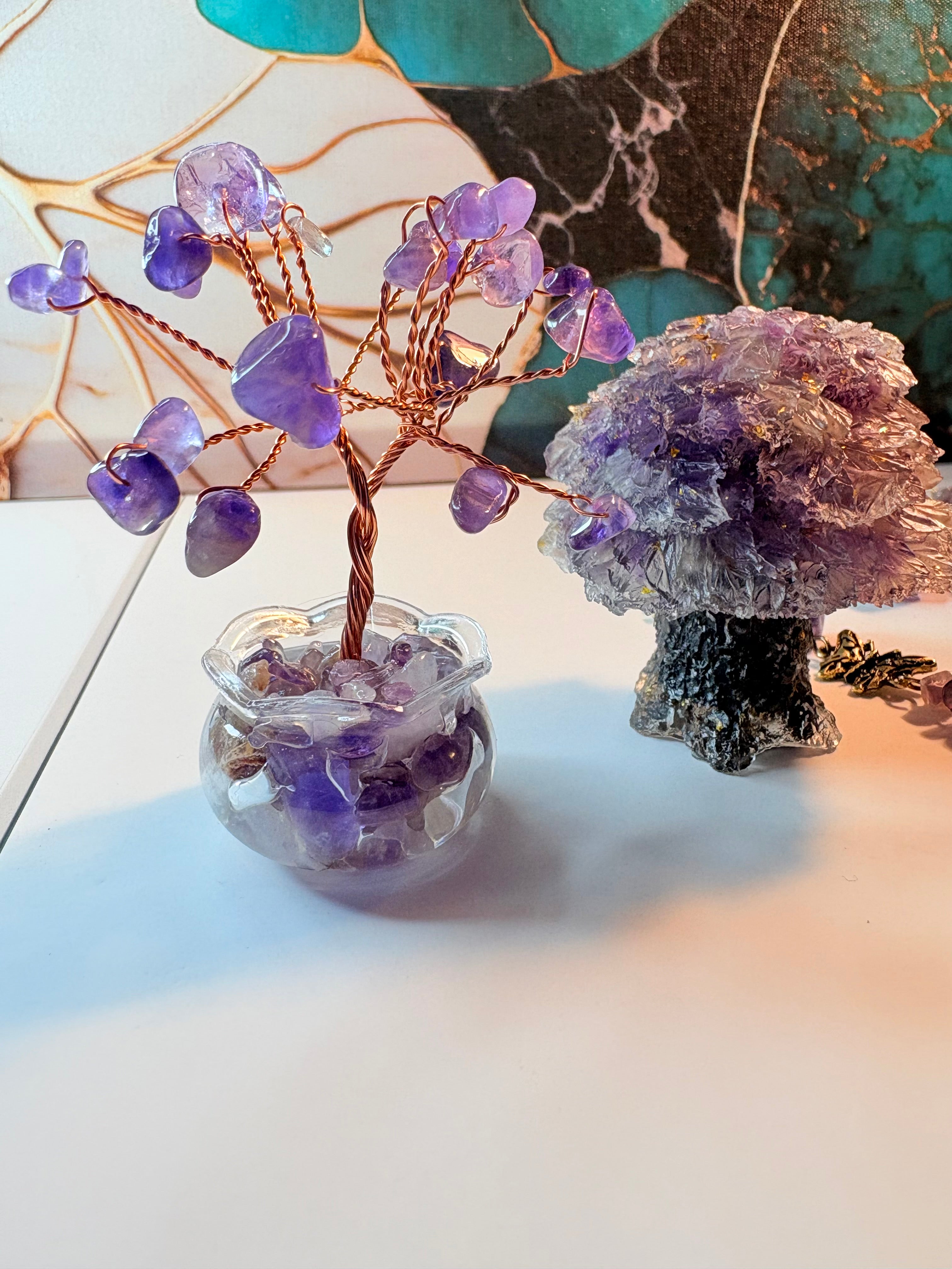 Amethyst Crystal Bundle – Necklace, Earrings & Crystal Trees