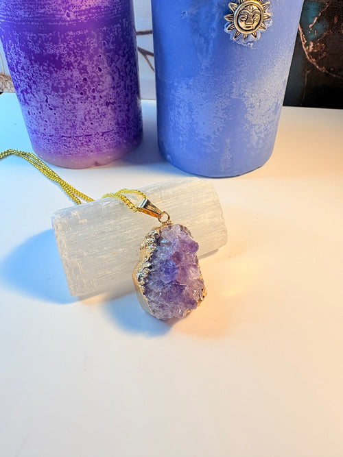 Amethyst Crystal Cluster Necklace – Handmade Spiritual Jewellery