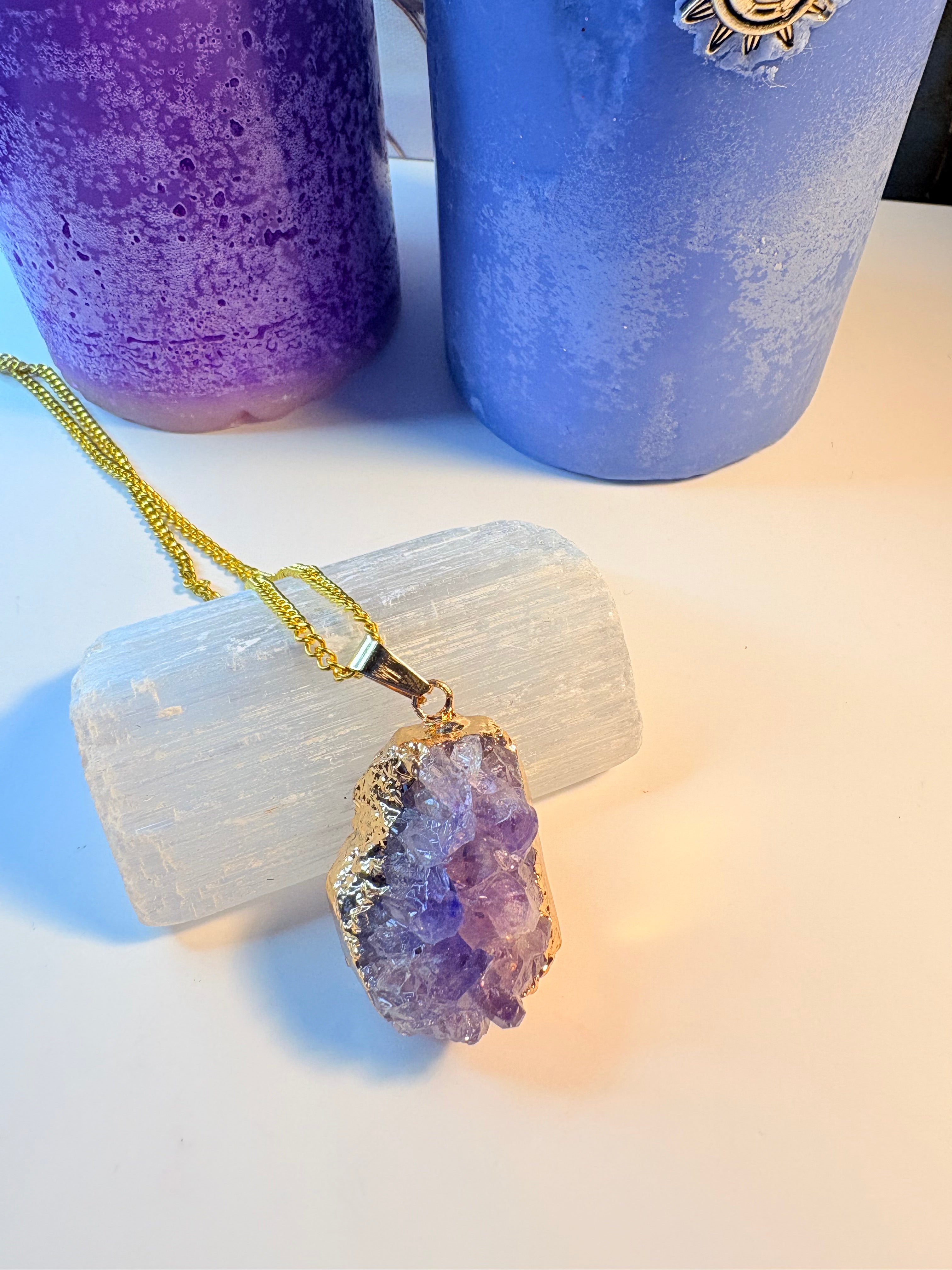 Amethyst Crystal Cluster Necklace – Handmade Spiritual Jewellery