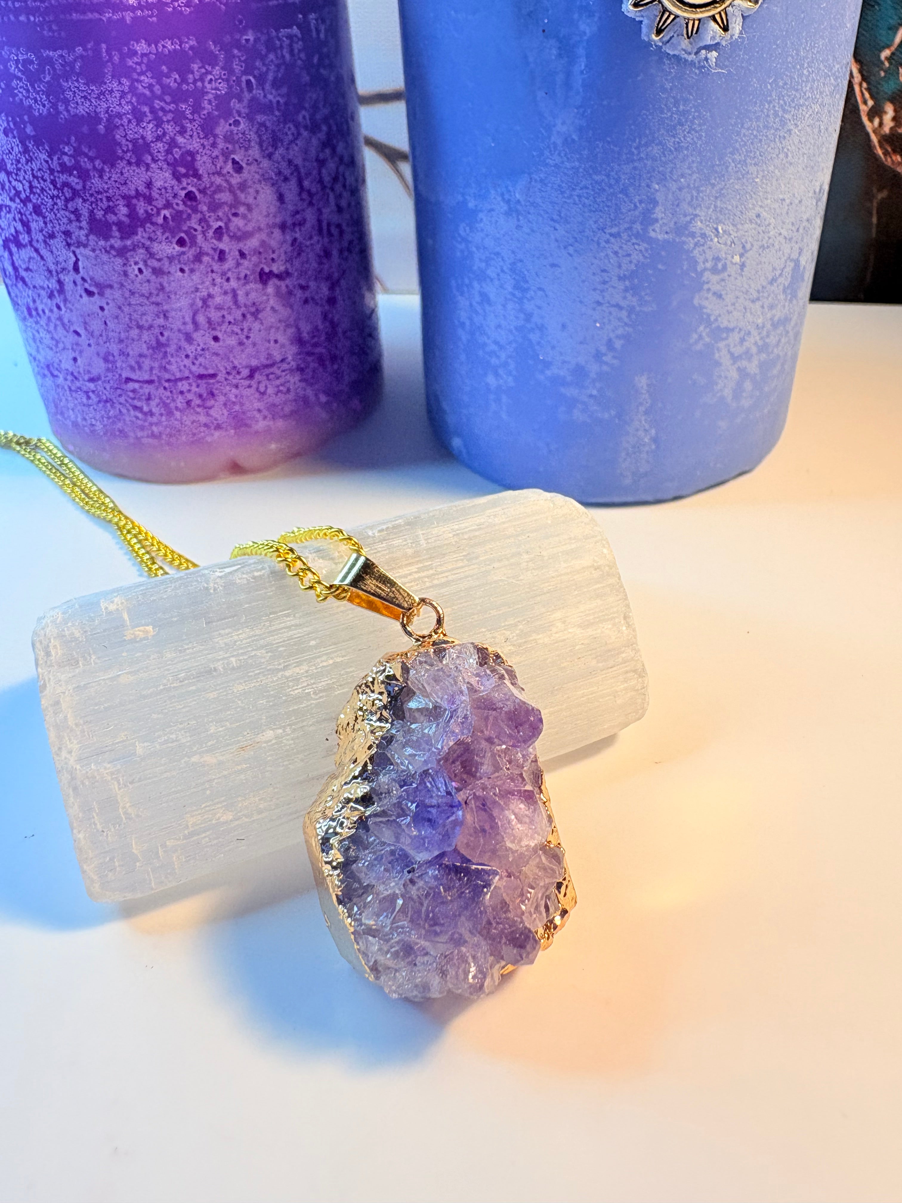 Amethyst Crystal Cluster Necklace – Handmade Spiritual Jewellery