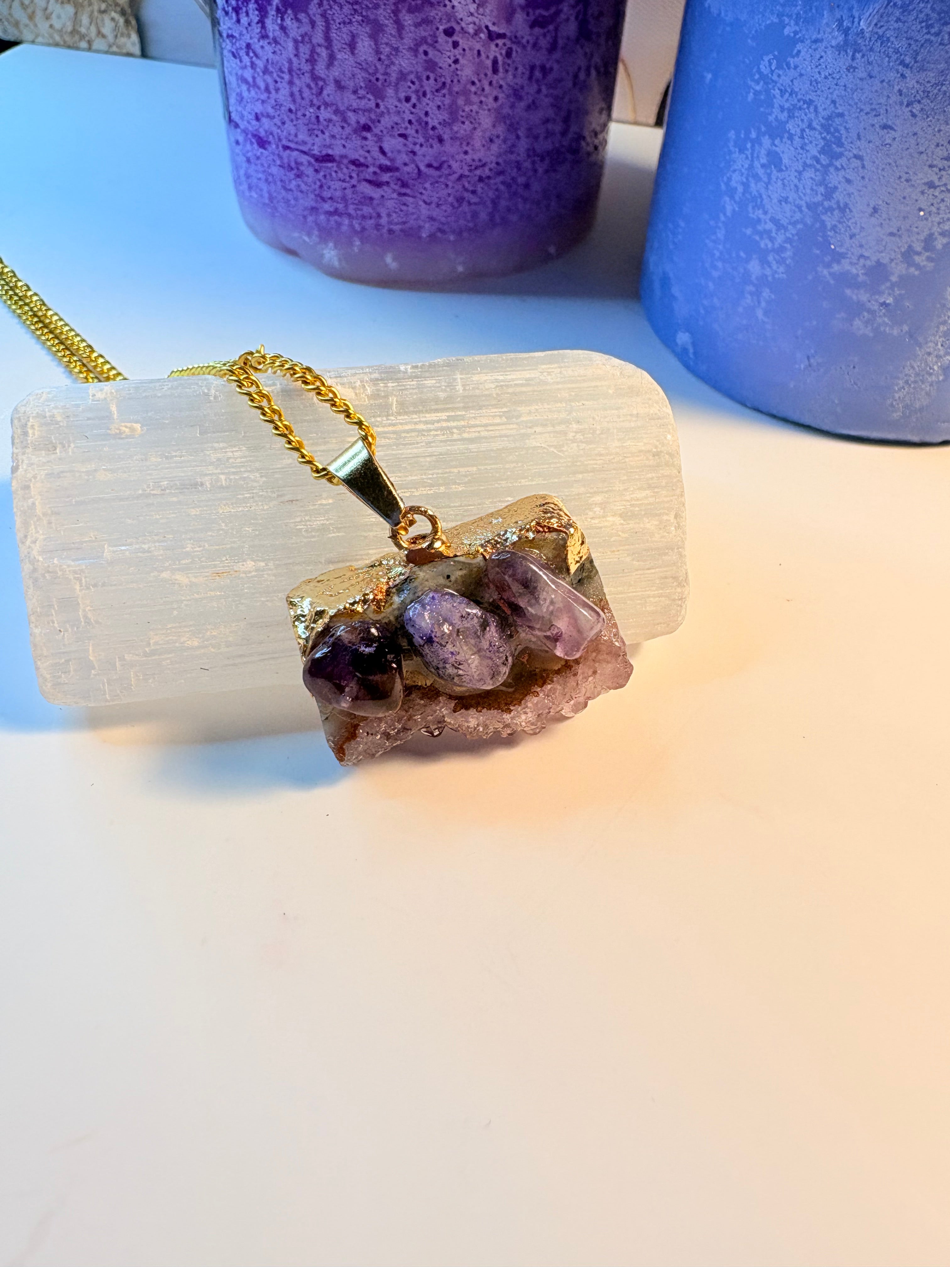 Amethyst Crystal Bar Necklace – Handmade Spiritual Jewellery