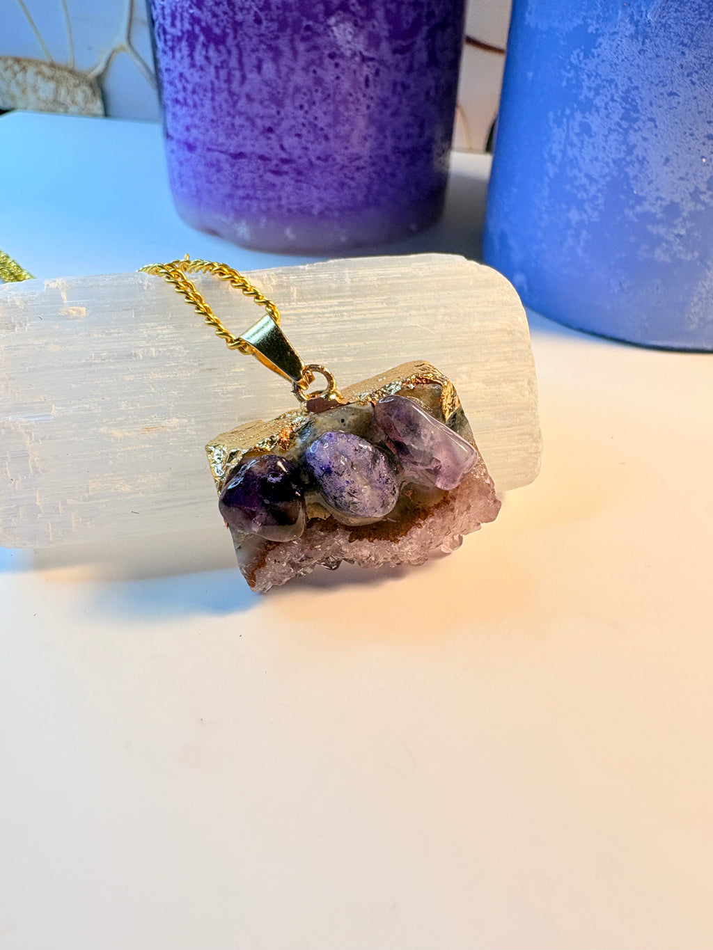 Amethyst Crystal Bar Necklace – Handmade Spiritual Jewellery