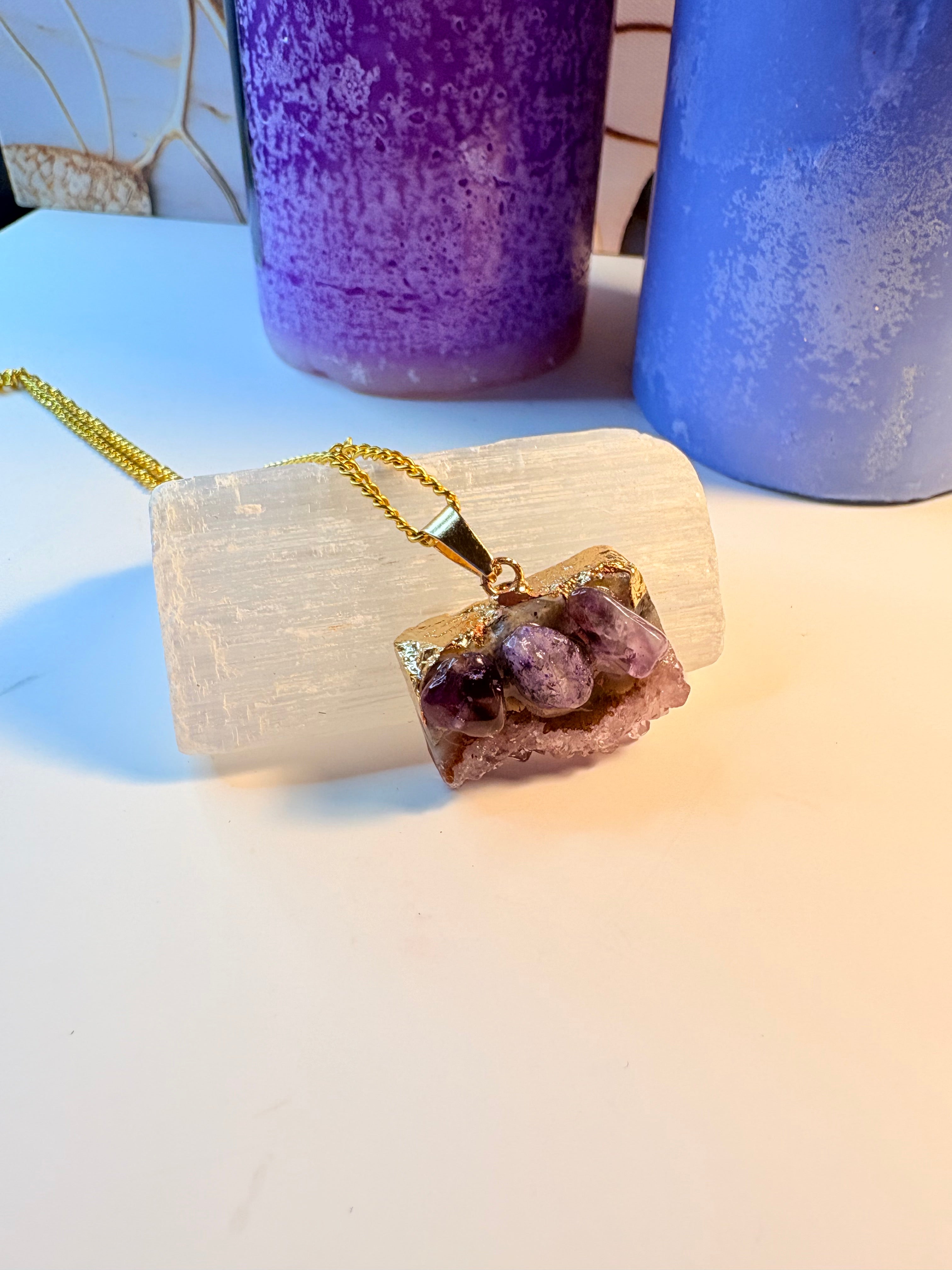 Amethyst Crystal Bar Necklace – Handmade Spiritual Jewellery