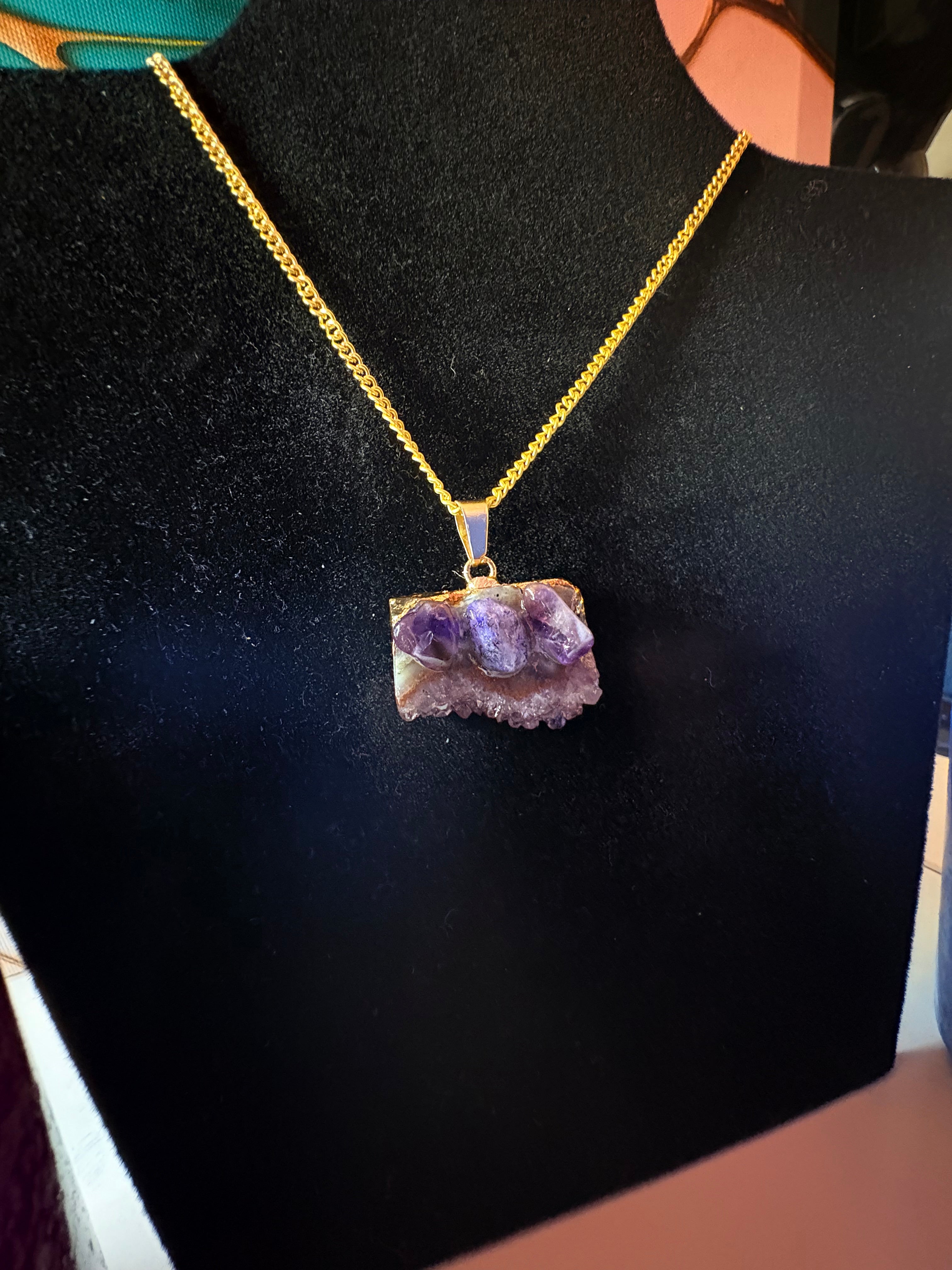 Amethyst Crystal Bar Necklace – Handmade Spiritual Jewellery