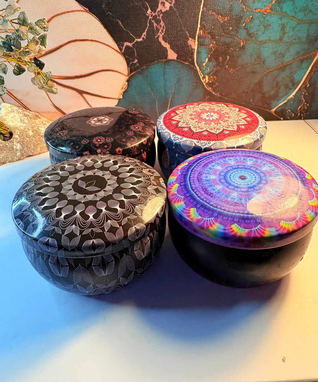 🔮 Wiccan Crystal Candle Set – 4 Scented & Crystal-Infused Ritual Candles