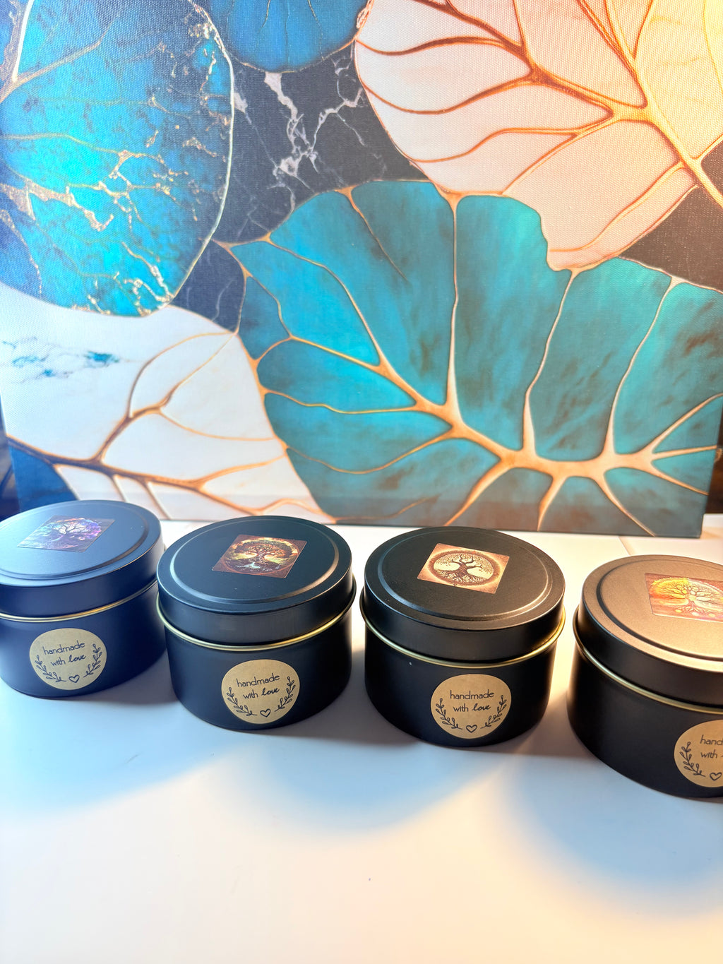 🌳 Crystal Candle Collection – 4 × Scented Soy Candles (Crystal-Infused)