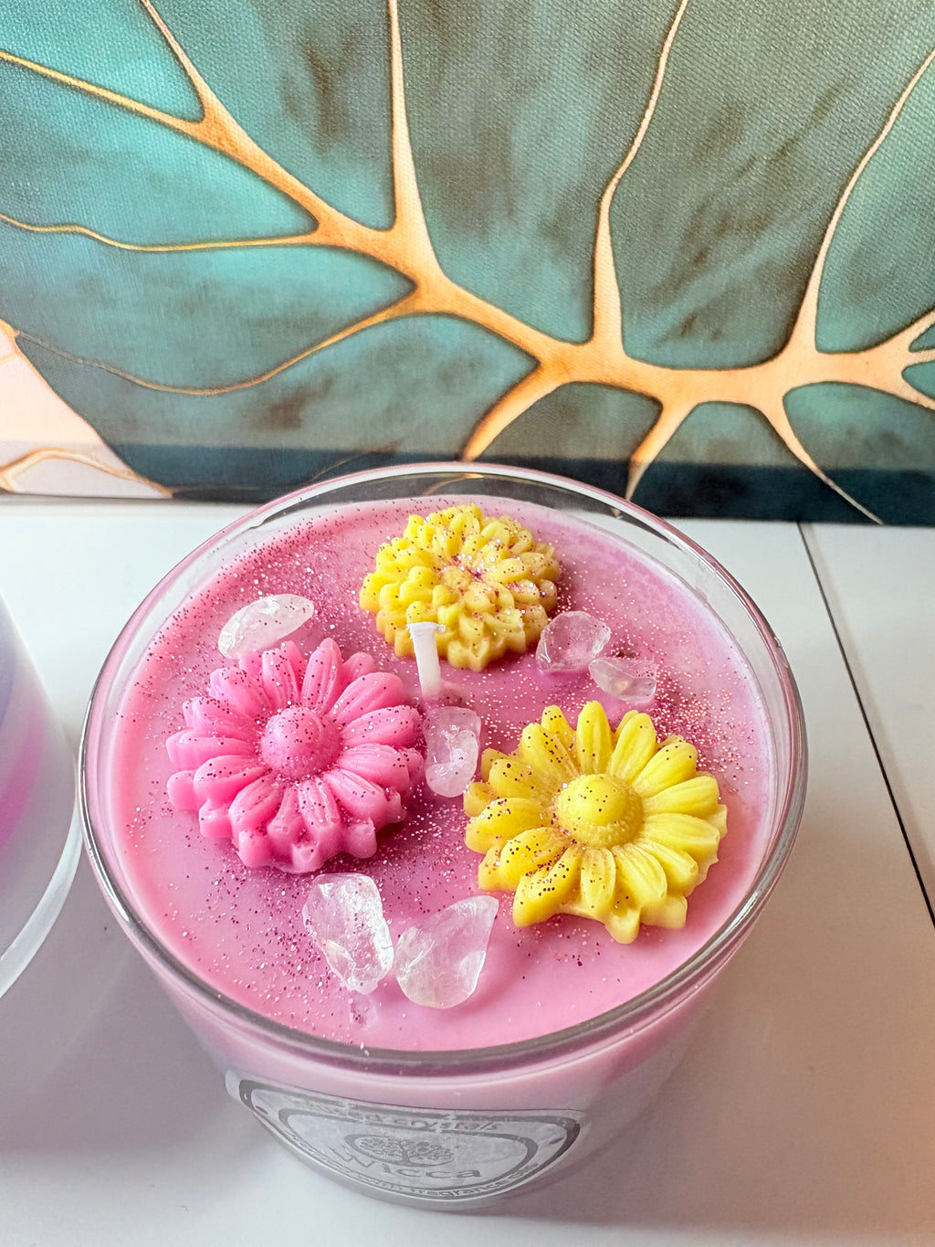 🌸💜 Crystal Candle Set – 2 × Scented Multi-Layered Soy Candles (Crystal-Infused)