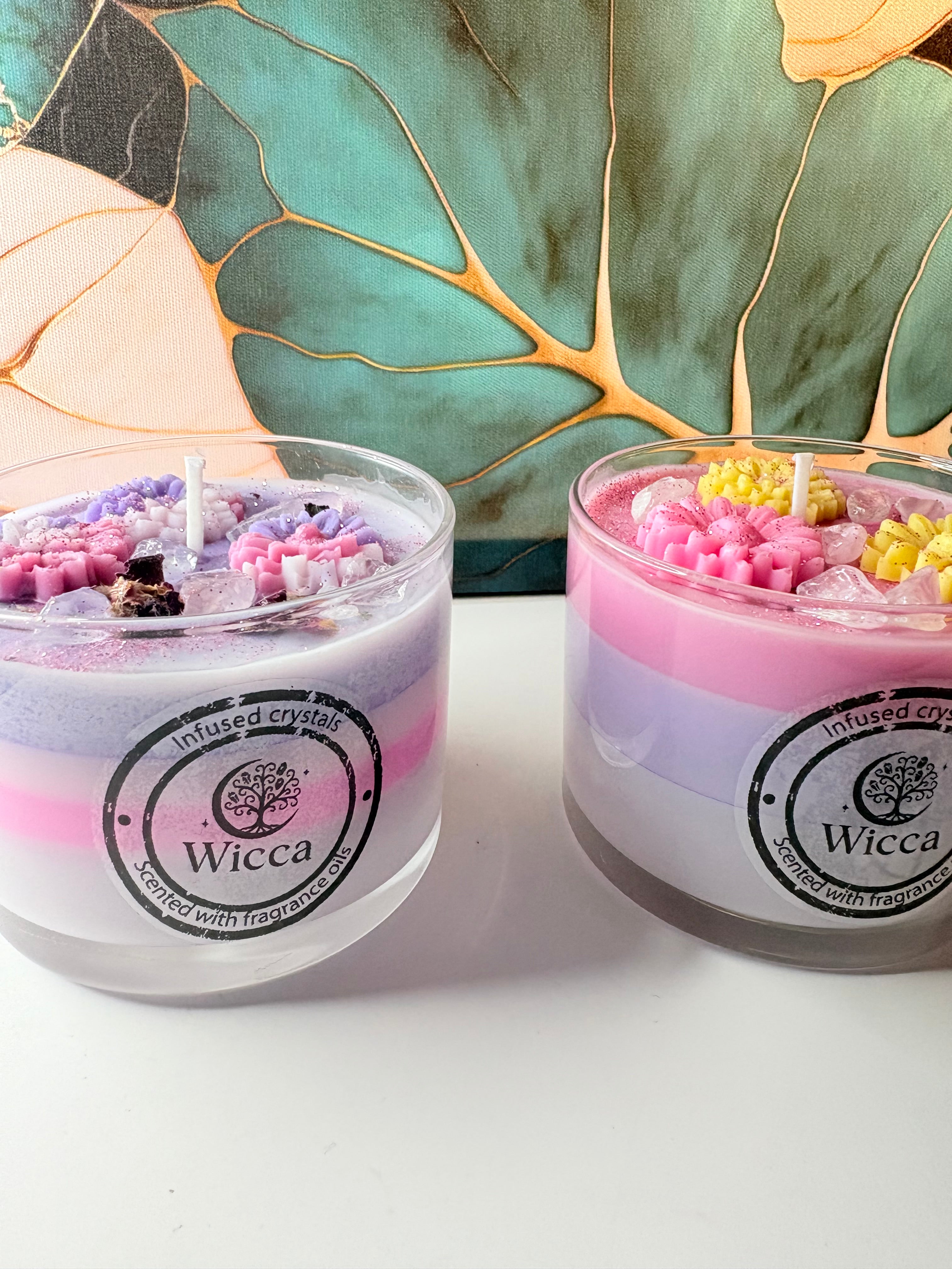 🌸💜 Crystal Candle Set – 2 × Scented Multi-Layered Soy Candles (Crystal-Infused)