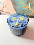 Lapis Lazuli Crystal Soy Candle – Blue Floral | Handmade | 7oz
