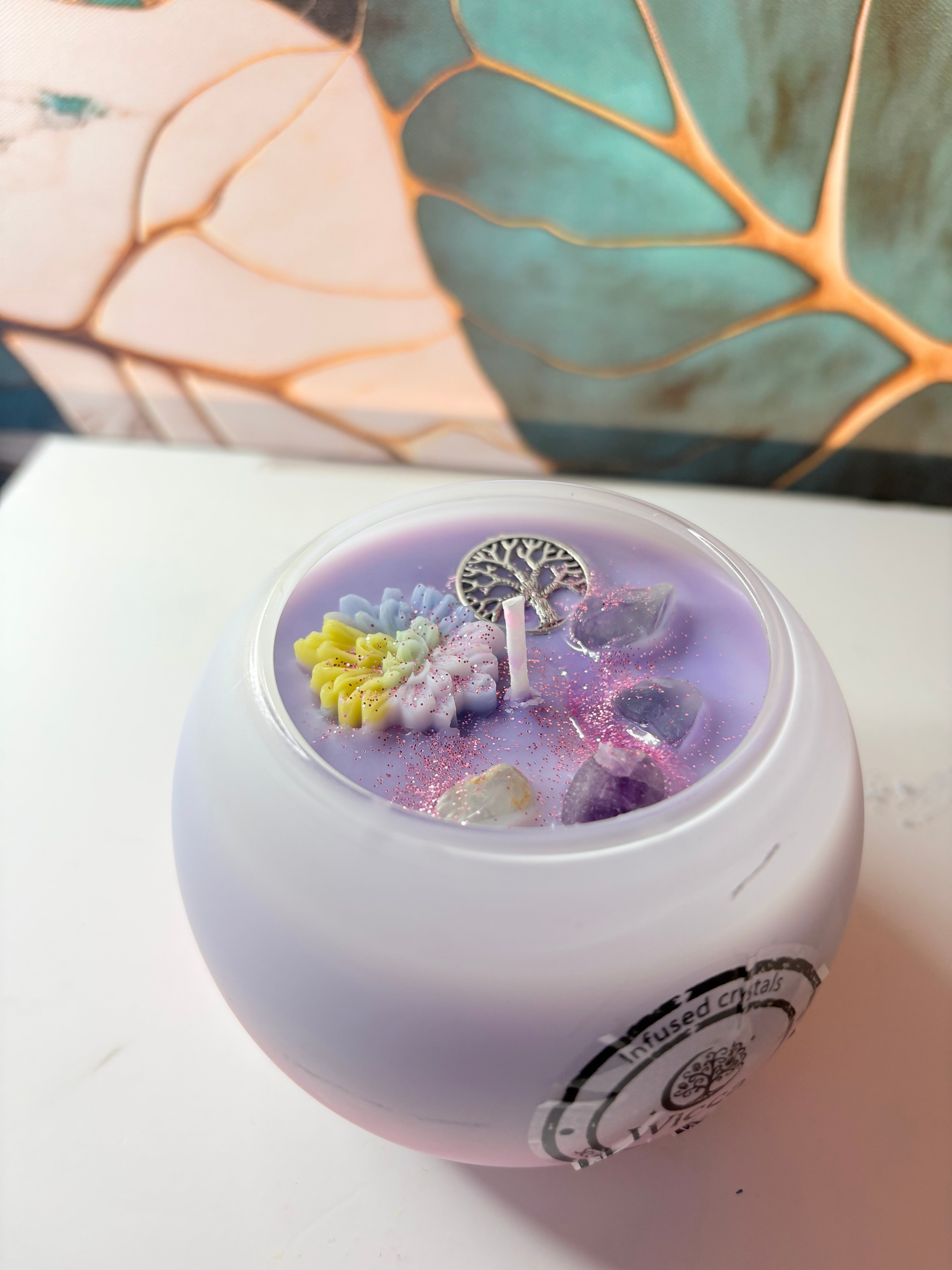 Lavender Dream Crystal Candle – 7oz | Crystal-Infused Soy Candle