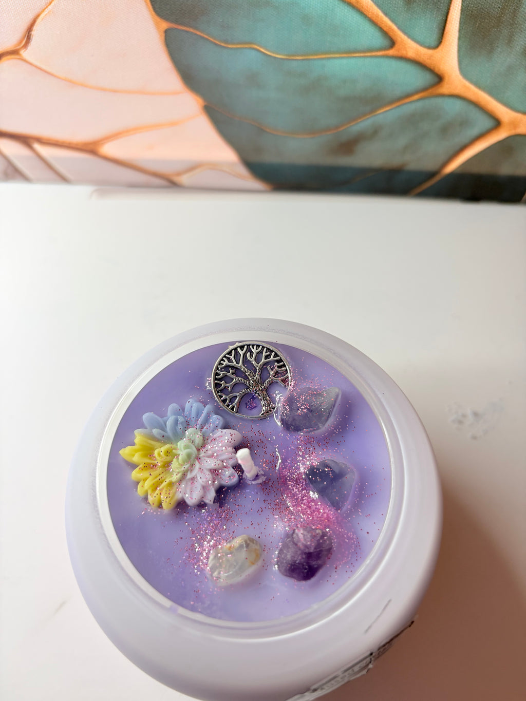 Lavender Dream Crystal Candle – 7oz | Crystal-Infused Soy Candle