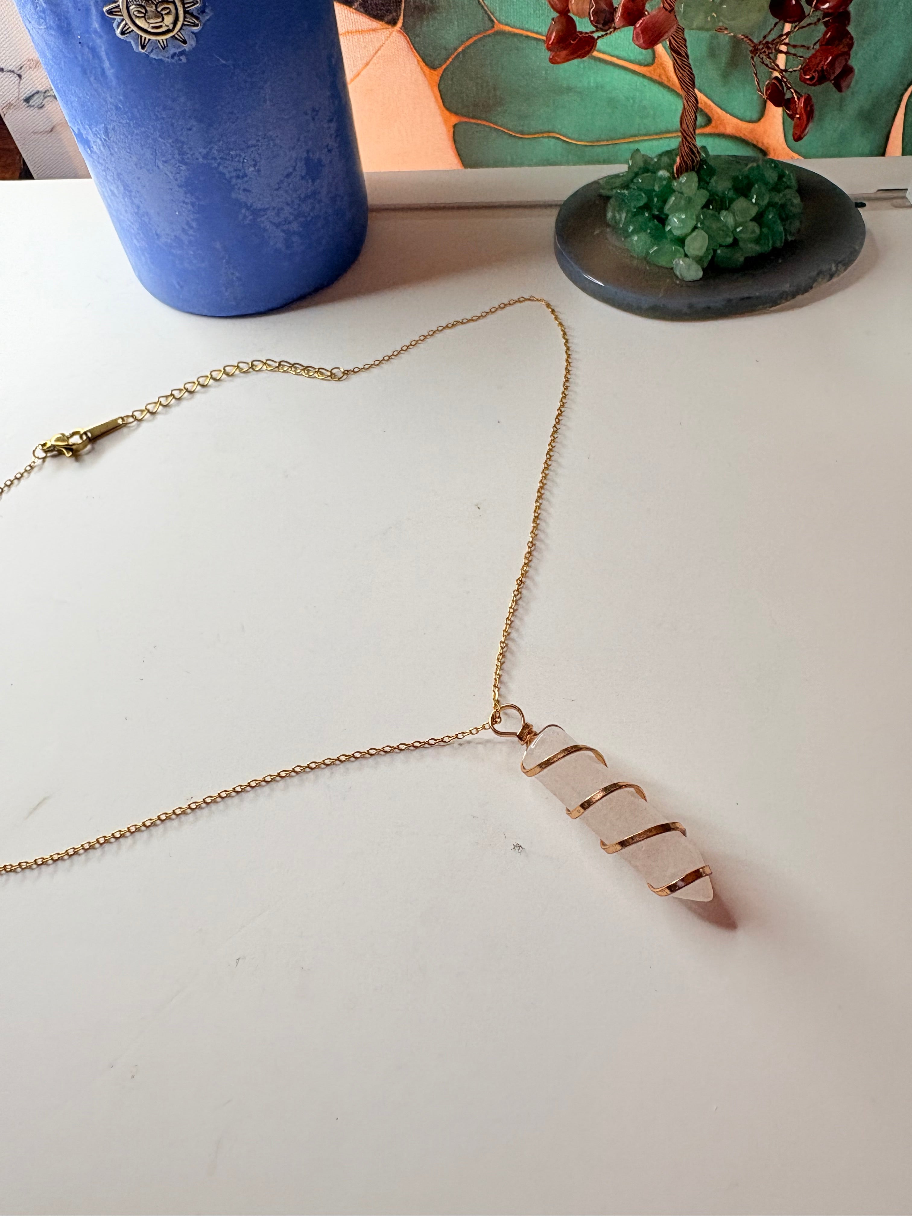 Clear Quartz Spiral Pendant Necklace – Crystal Healing Jewellery
