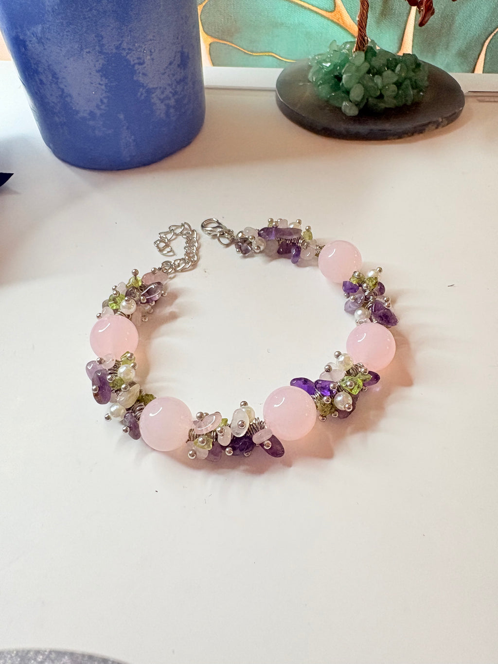 Rose Quartz & Crystal Bracelet