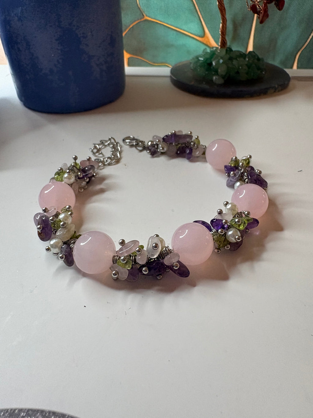 Rose Quartz & Crystal Bracelet