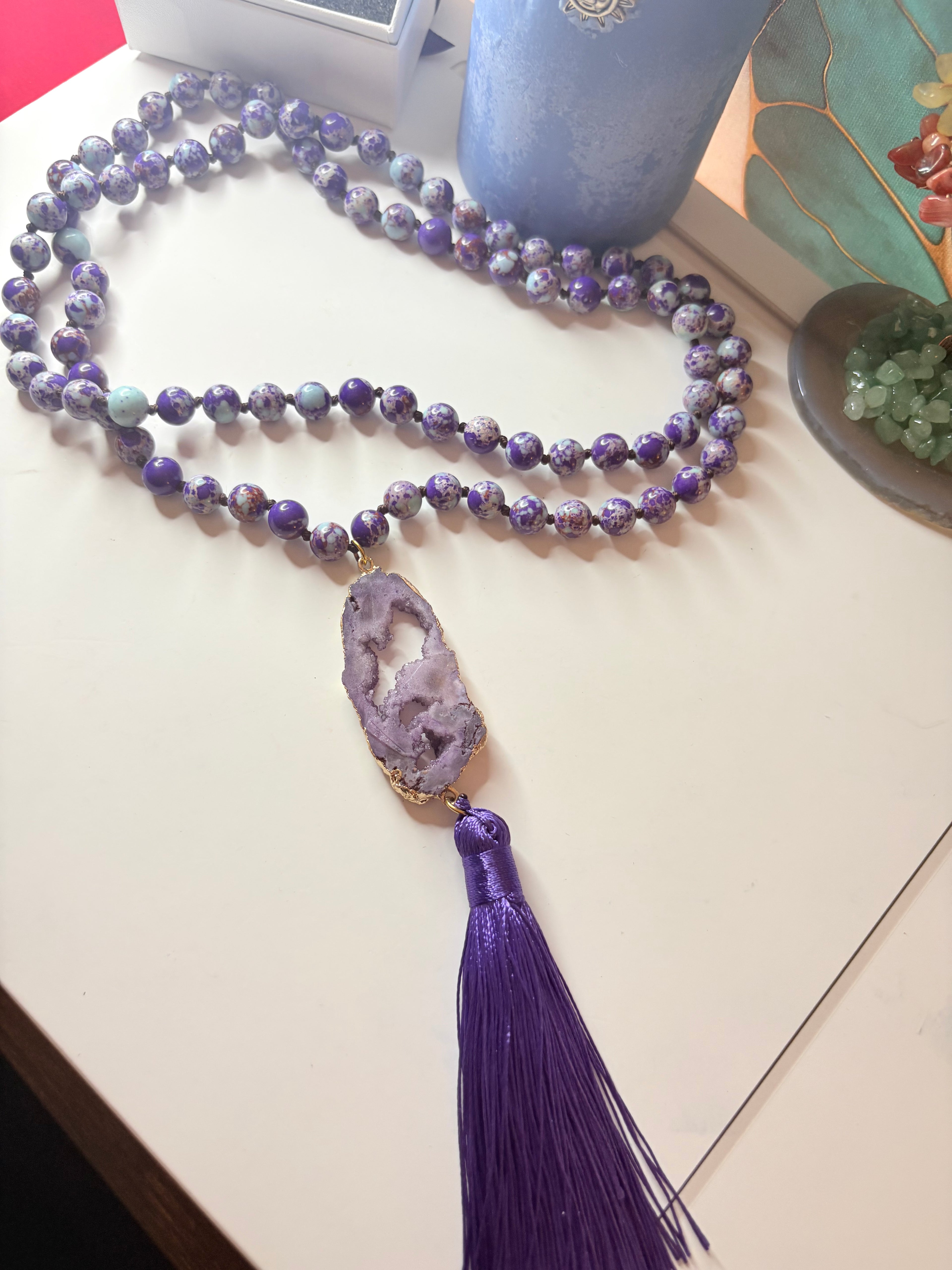 Long Amethyst Tassel Necklace