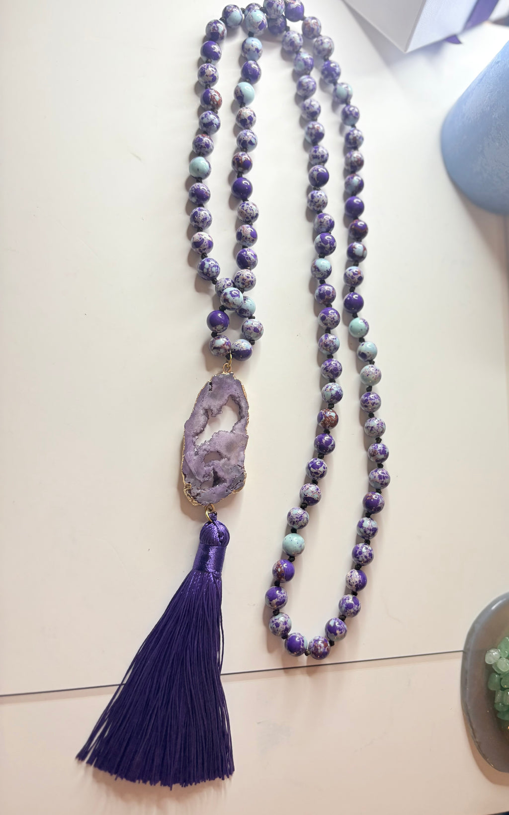 Long Amethyst Tassel Necklace