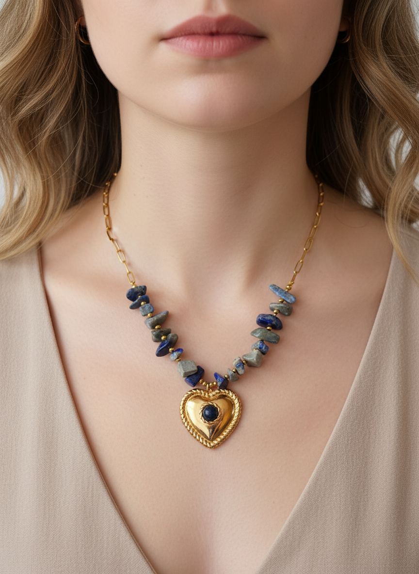 Lapis Lazuli Heart Necklace – Truth & Wisdom Crystal Jewellery