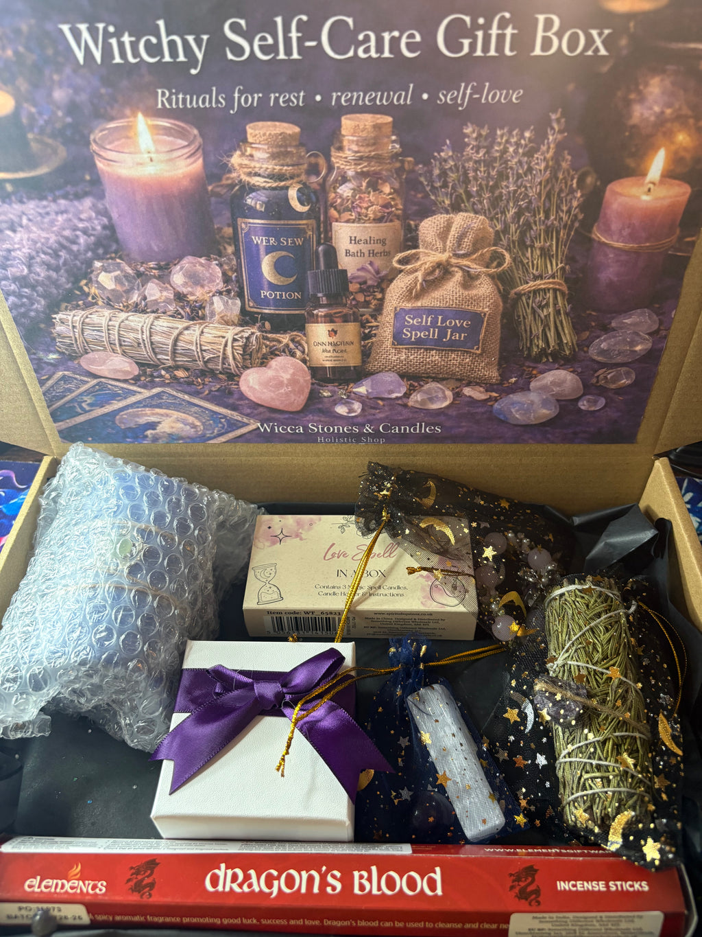 Witchy Self-Care Ritual Gift Box | Crystal Candle • Love Spell • Crystals