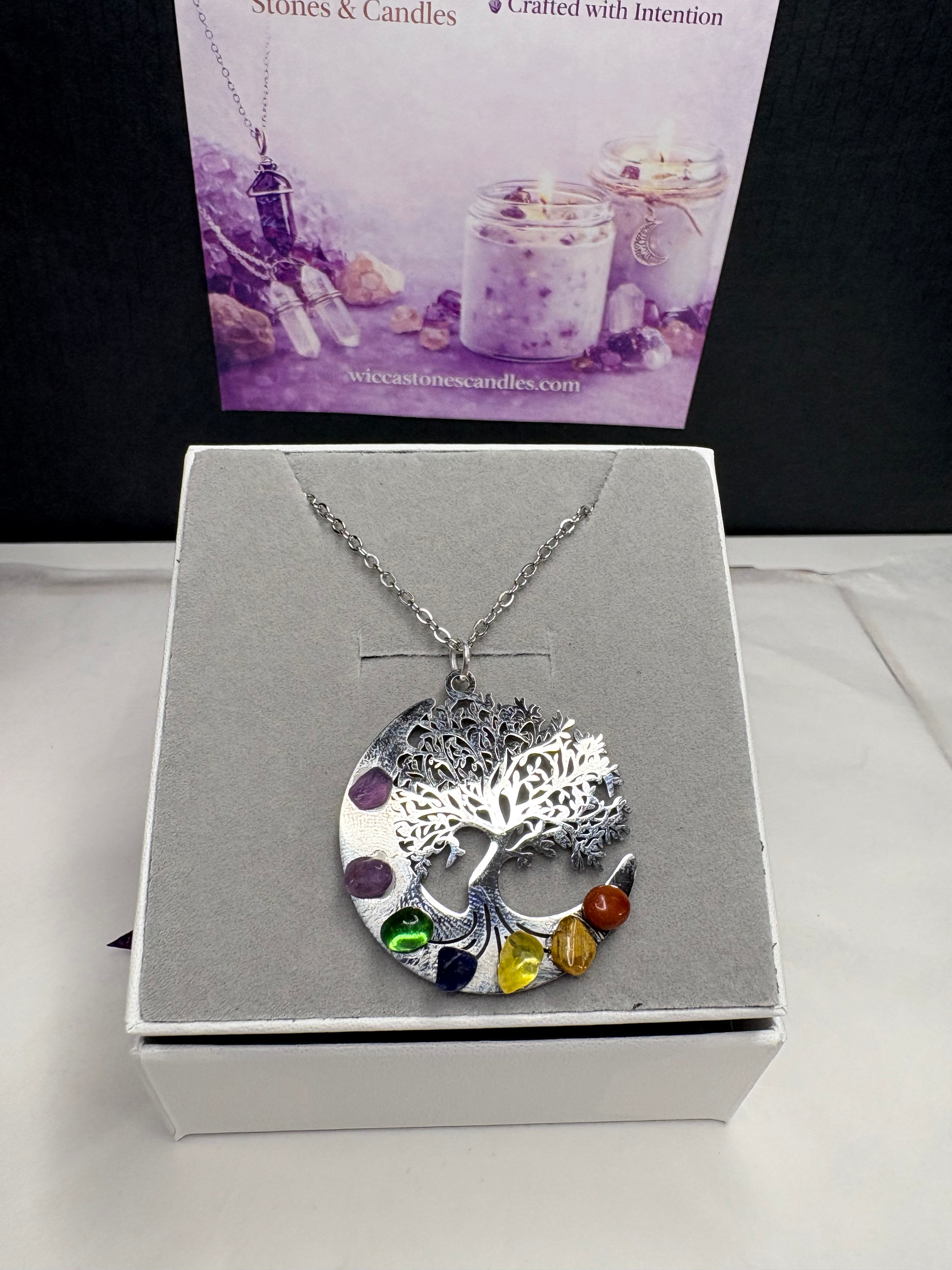 Tree of Life Chakra Necklace & Solar Plexus Crystal Candle