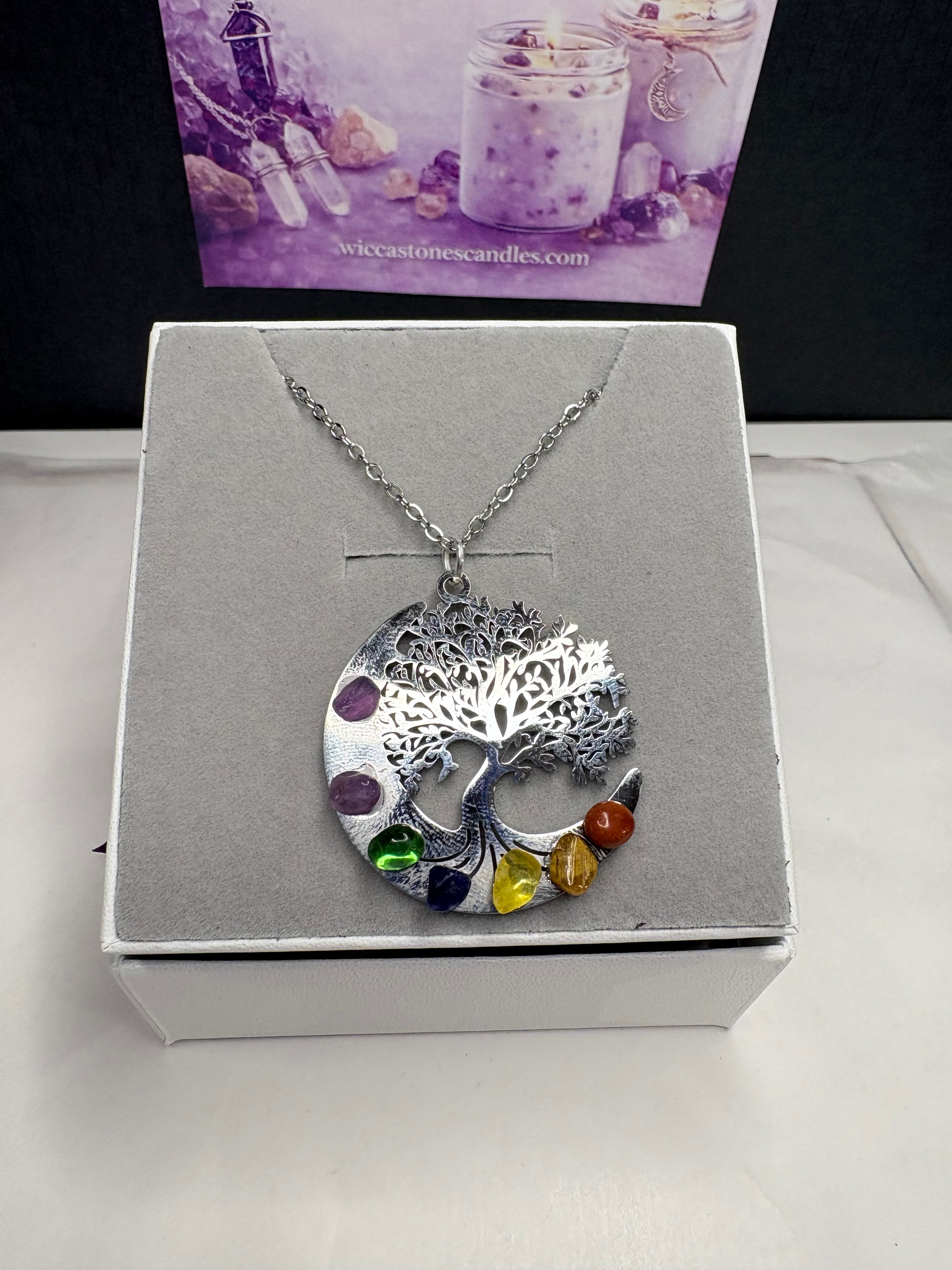 Tree of Life Chakra Necklace & Solar Plexus Crystal Candle