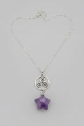 Amethyst Star Necklace with Triskelion Pendant
