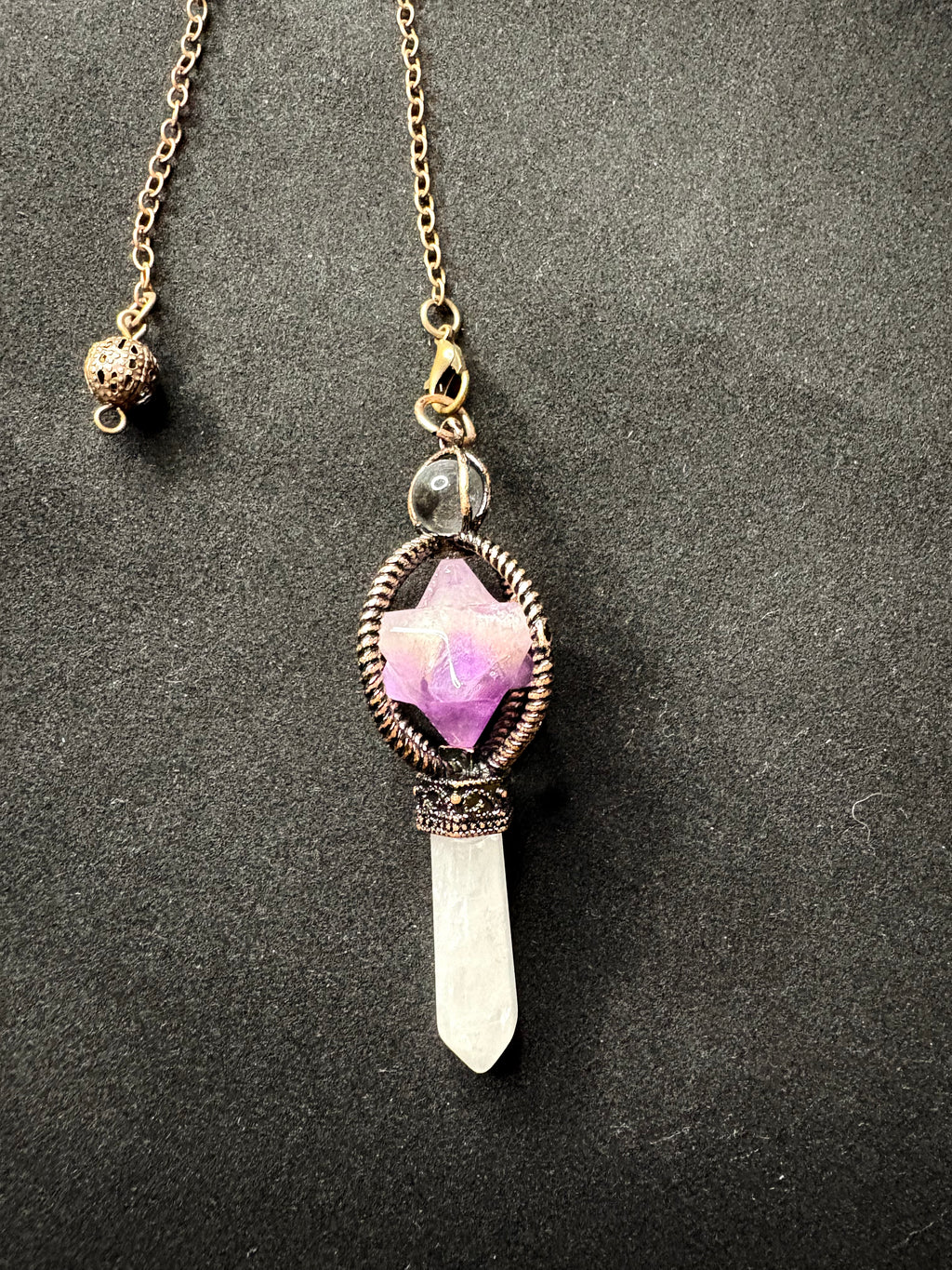 Amethyst Merkaba & Clear Quartz Pendulum