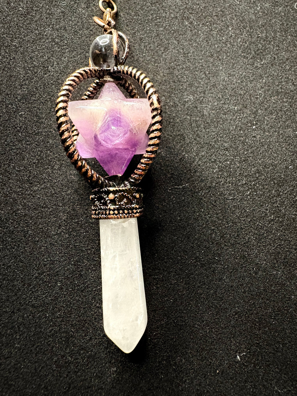 Amethyst Merkaba & Clear Quartz Pendulum