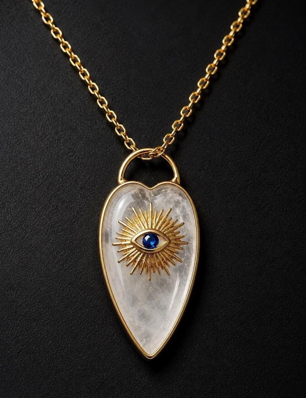 Evil Eye Clear Quartz Pendant Necklace