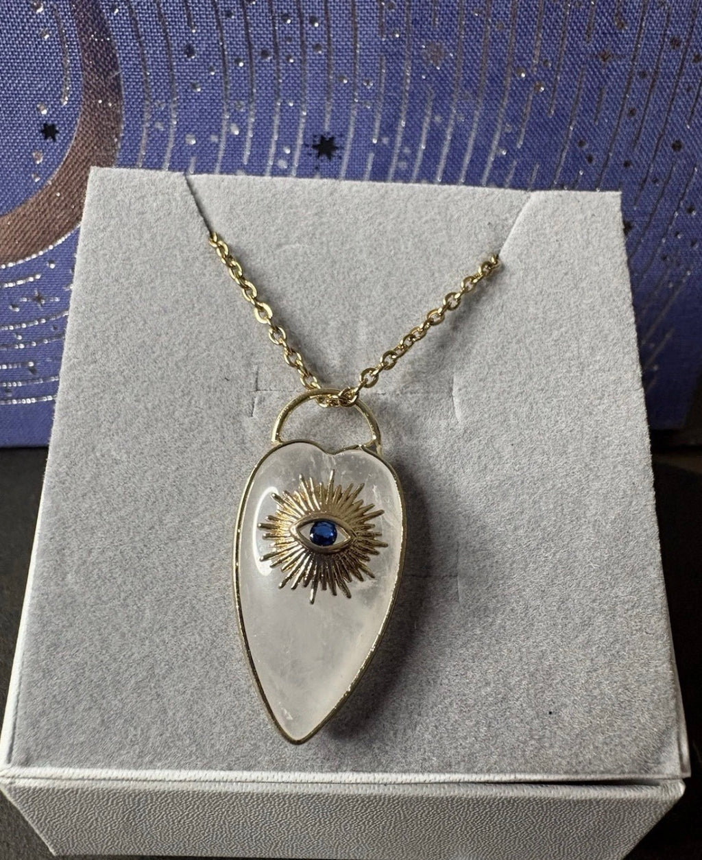 Evil Eye Clear Quartz Pendant Necklace
